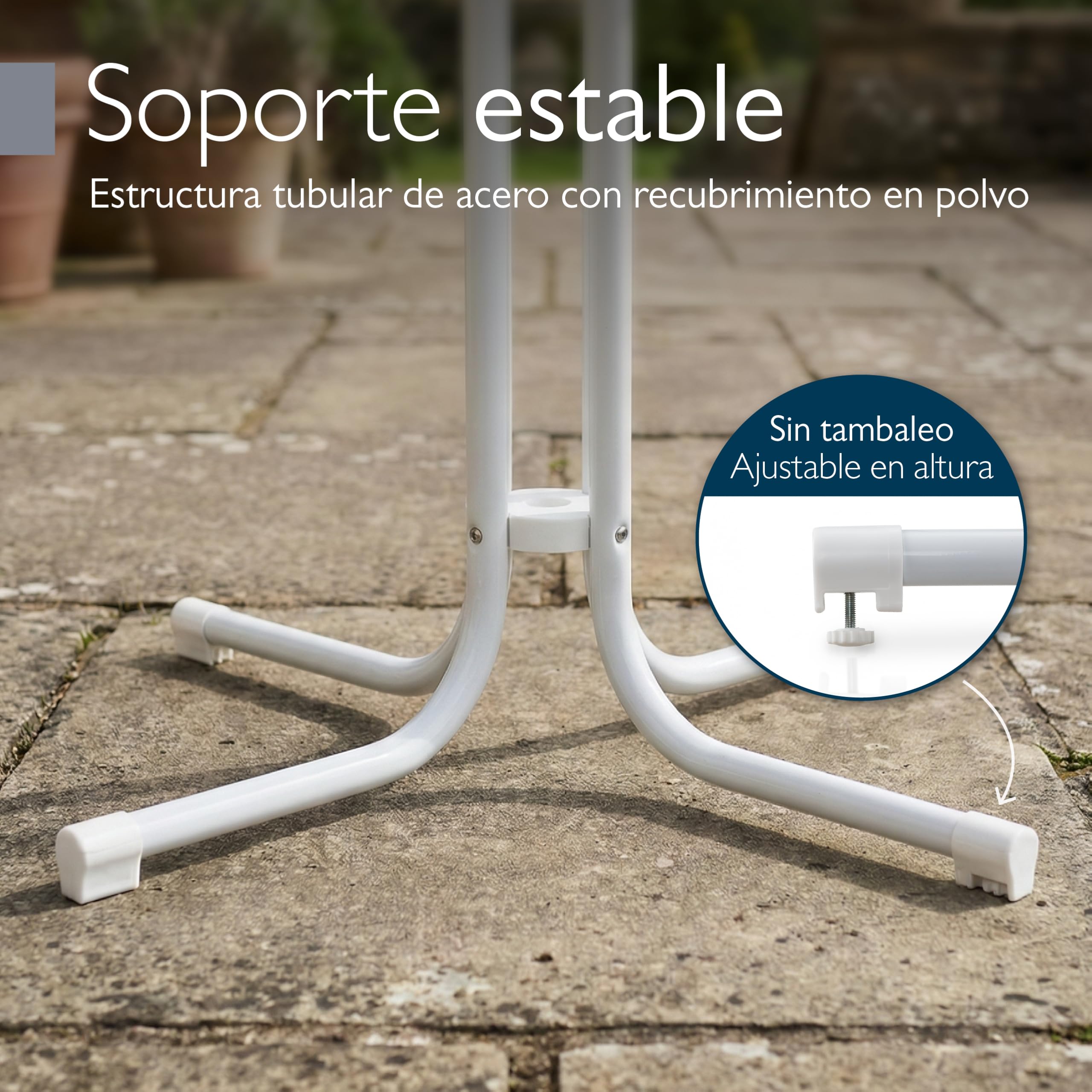 Beautissu Mesa Bistró Exterior 70x70 cm – Mesa Alta Cuadrada Plegable de Jardín, Terraza y Balcón – Mesa de Camping y Eventos Altura 70 cm – Blanca – Bistroni | 70x70cm blanco acero antioxidante para balcón jardín o terraza restaurante bar clima muebles r