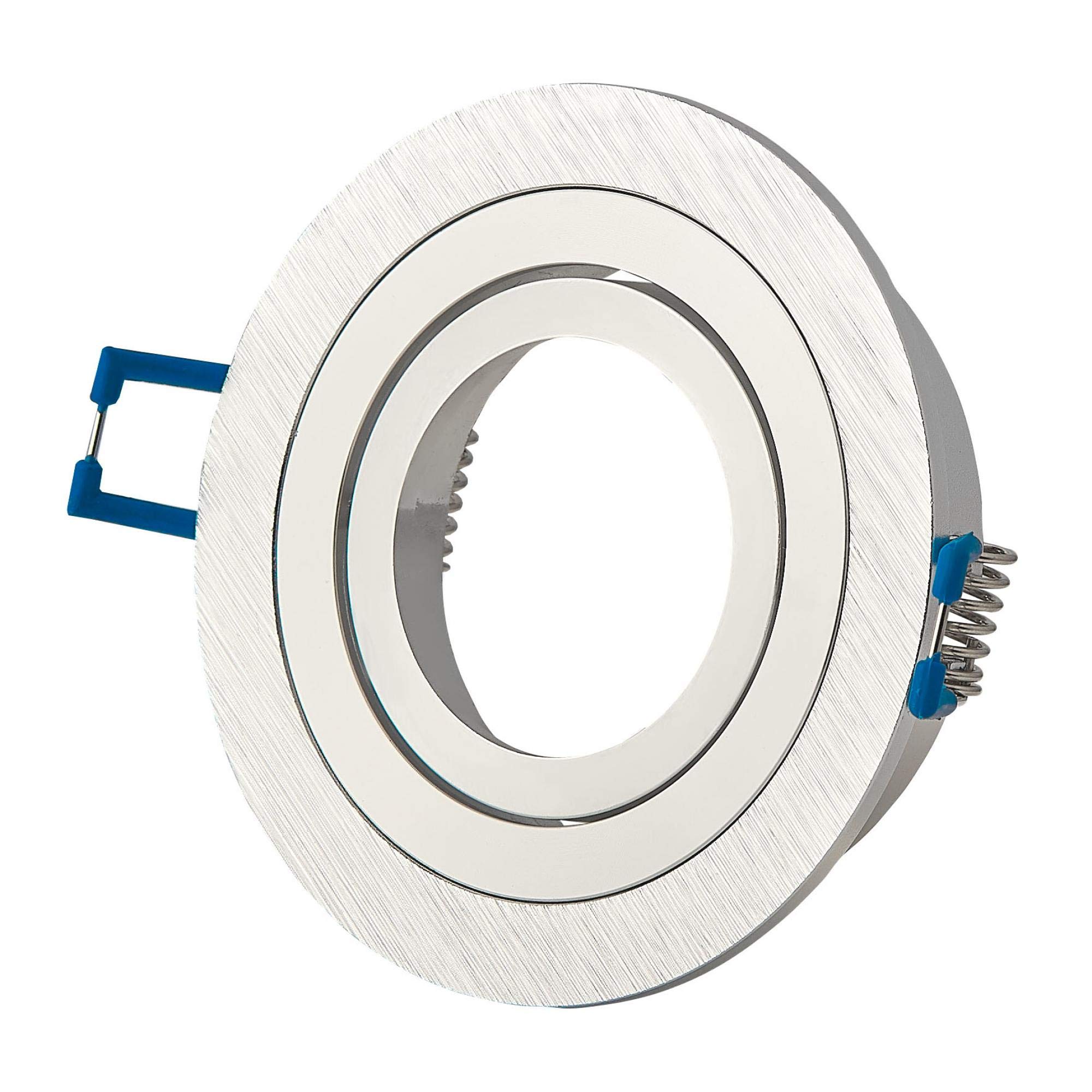 12x Einbaurahmen Set Edelstahl gebürstet rund für Einbaustrahler aus Glas - Rahmen für GU10 MR16 Leuchtmittel - 80mm Bohrloch Deckenstrahler Strahler Einbauspot Einbauleuchte