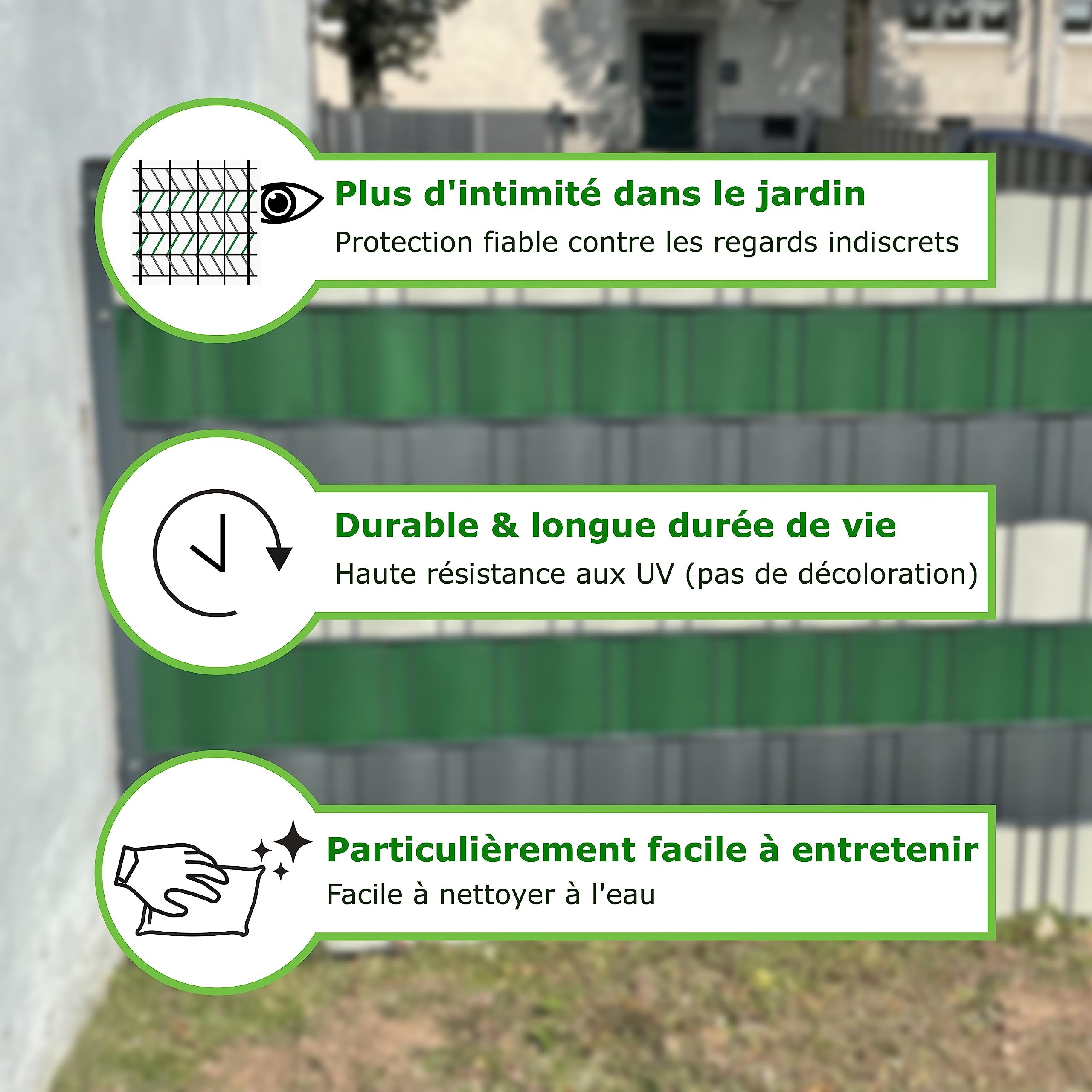 Workinghouse Bandes Brise-Vue PP Grillage Rigide, Gris Clair | 10 bandes occultantes 2,55m, épaisseur 1,1mm, résistantes