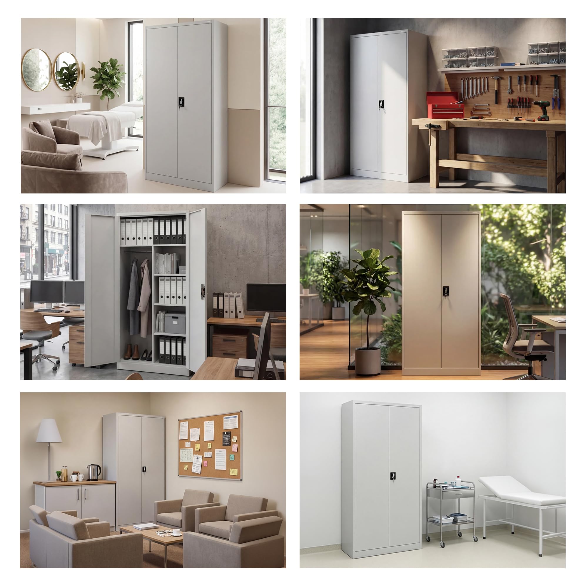Jan Nowak Metallschrank 185 x 90 x 45 cm | Büroschrank Abschließbar mit Kleiderstange, Pulverbeschichtung | Aufbewahrungsschrank Umkleideschrank Spind Kleiderstange | Grau
