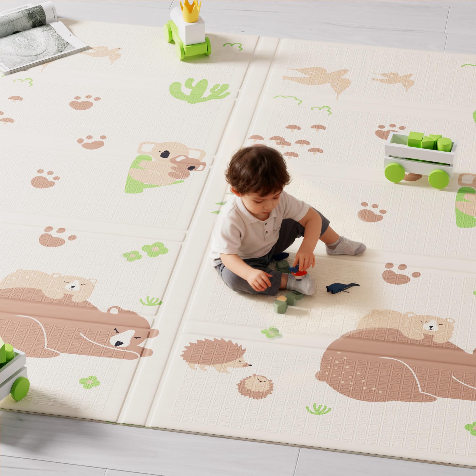 Baby Play Mat, Large Reversible & Foldable Waterproof Foam Playmat 200x180cm, Double-Sided Non-Slip Toddler Floor Mat for Crawling, Tummy Time, Nursery, Portable Floor Mat, Farm — view 11