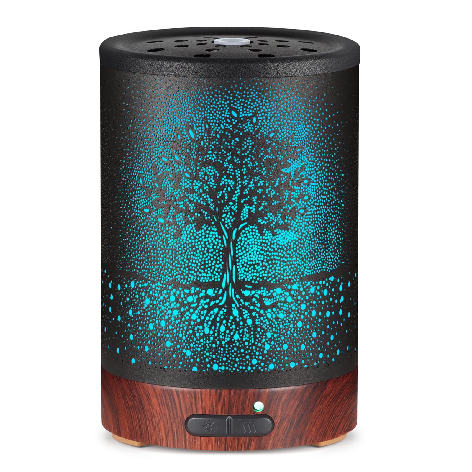 mocosaEssential Oil Diffuser- Aromatherapy Diffuser with7 Colors Light, and Auto-Off -Metal Cool Mist Humidifier for Home and Office(Tree)