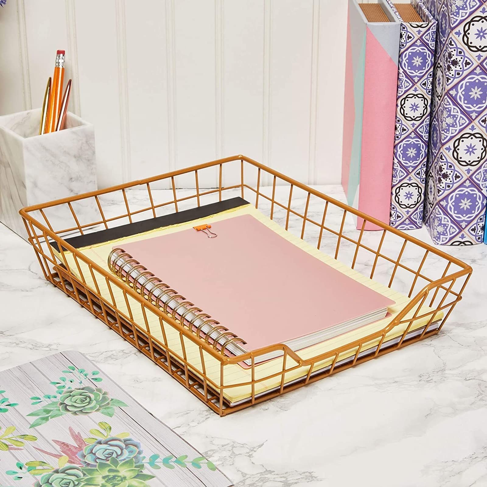Paper Basket Wolblix ILE Document Letter Paper Tray Rack 3 Tire A4 ...