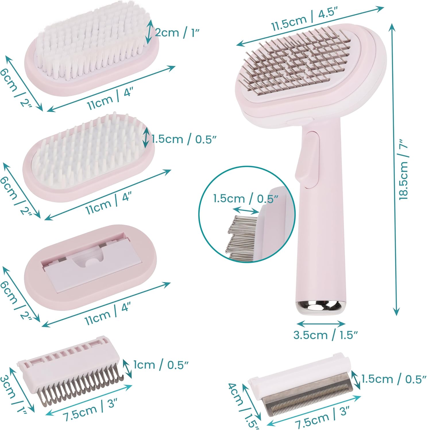 Belle Vous Pink 5-in-1 Pet Grooming Brush Kit - Shedding, Dematting & Loose Undercoat Cleaning Tool - Bristle Pin Comb for Long/Short Hair Cats & Dogs 3 81+BEQCm8rL. AC SL1500