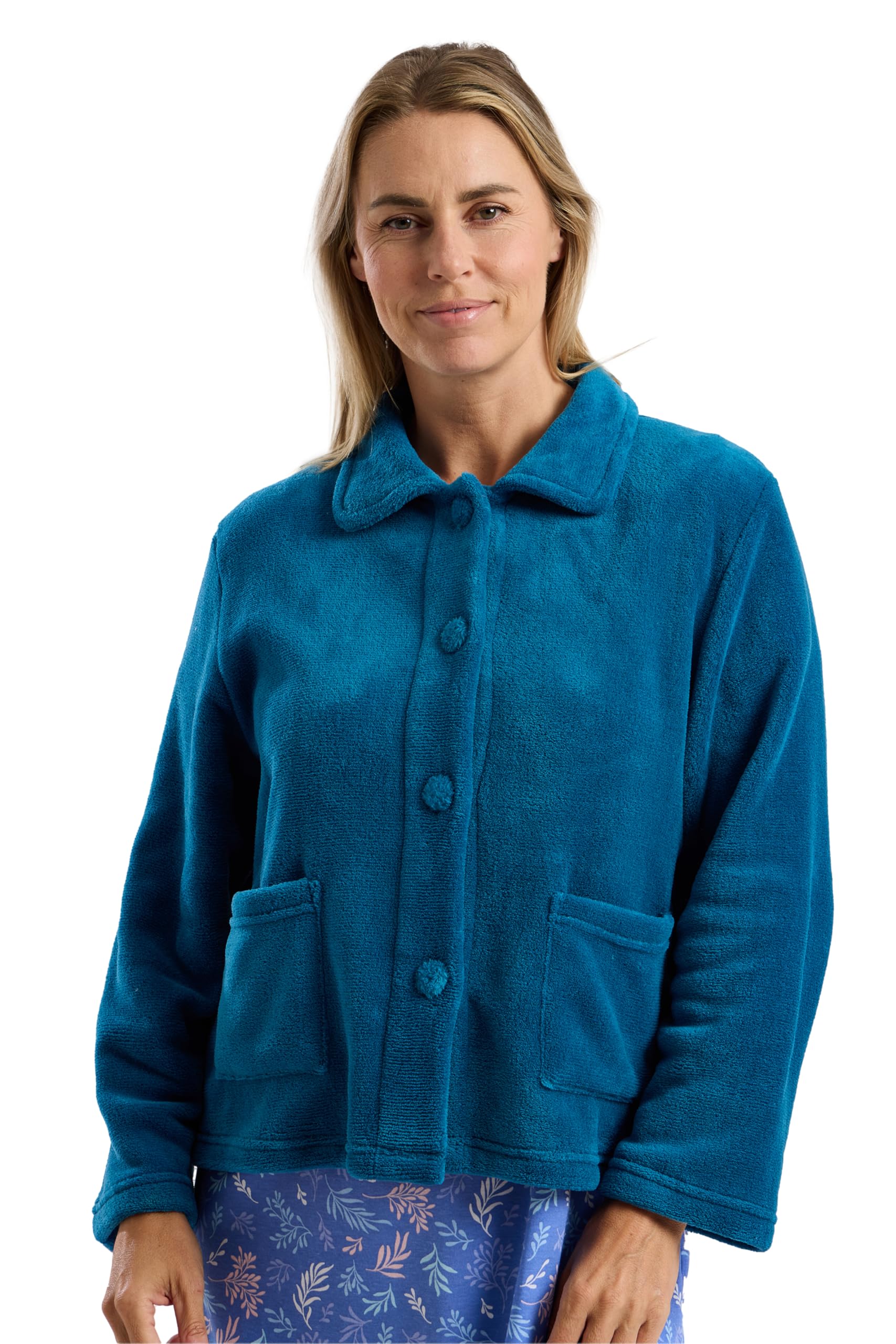Slumber Hut Ladies Coral Fleece Bedjacket MA26520 Teal 16-18