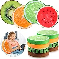 Vista 1 de Coume 8 almohadas redondas de frutas de 15.7 pulgadas, cojines de suelo 3D sandía, kiwi, limón, naranja, cojines decorativos para silla, asiento