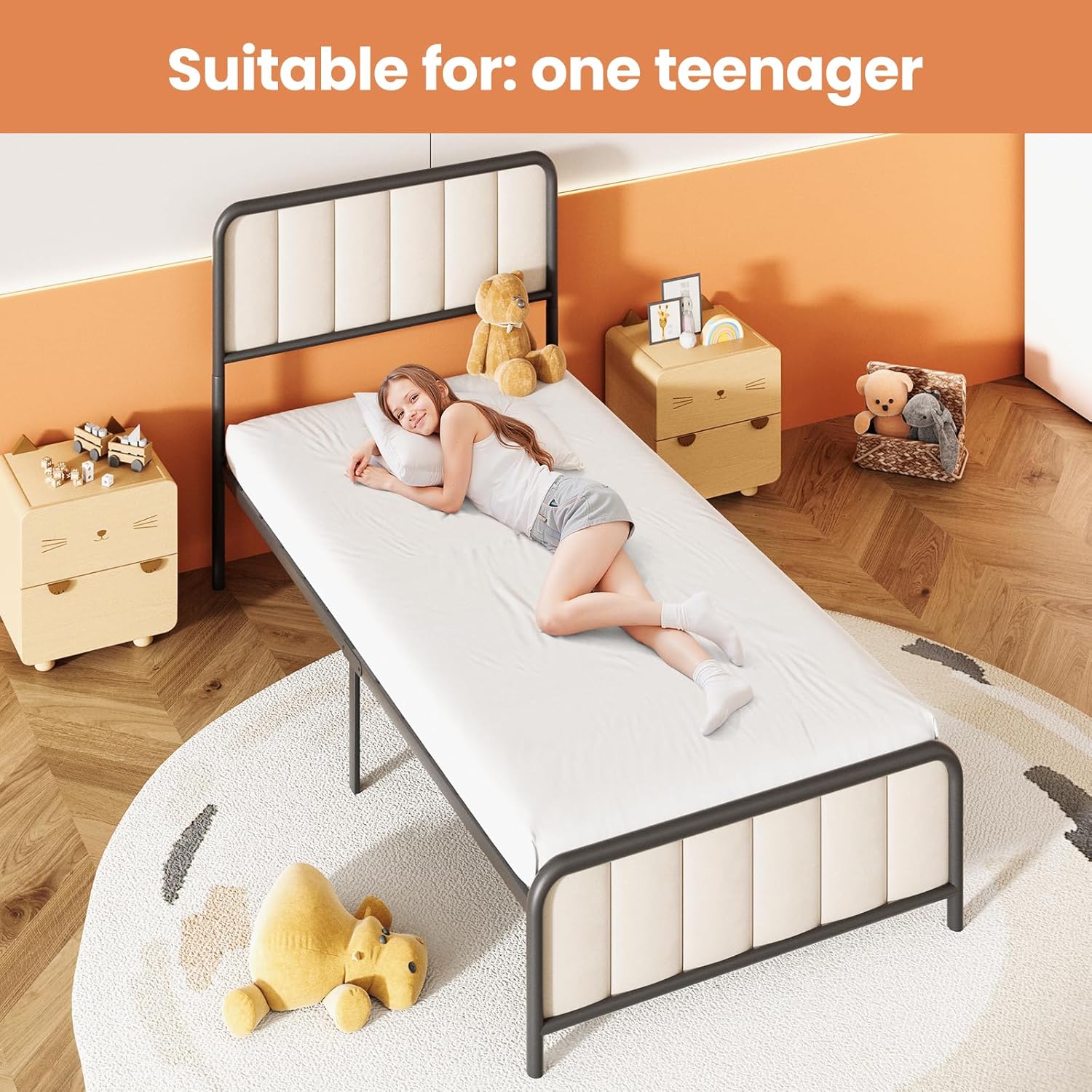 Twin Bed Frame, BedStory Metal Bed Frame Twin 12 inch with Headboard & Footboard, Heavy Duty Steel Slat Support Platform Single Bedframe with Underbed Storage Space,No Box Spring Needed,Easy Assembly - Image 6