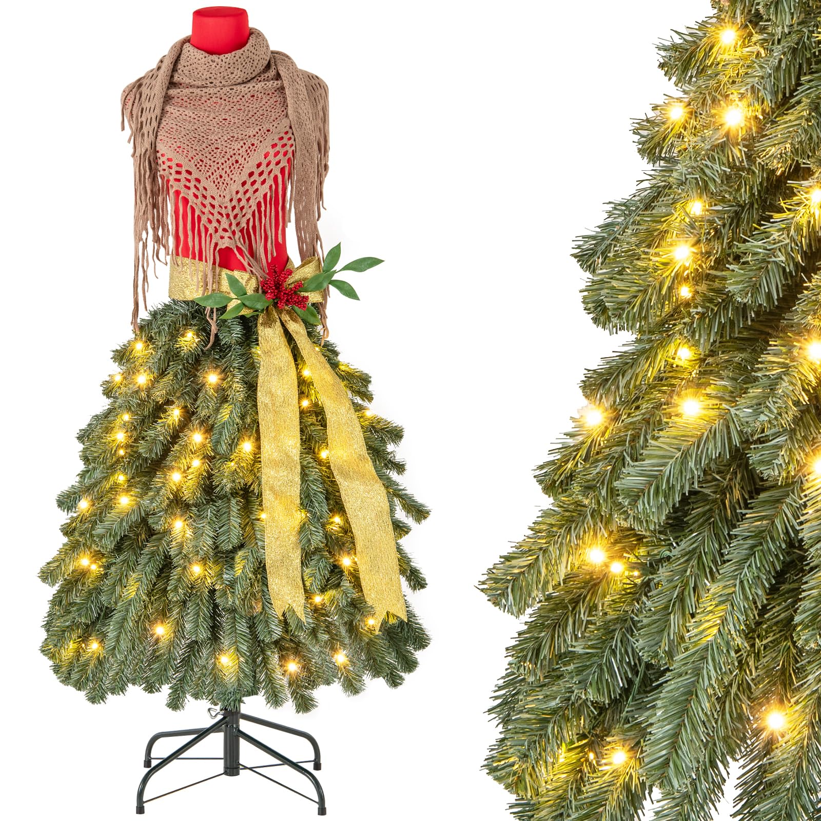 white christmas dresses Tinsel Pom Christmas Tree Sweater Dress – Ragstock main image 1