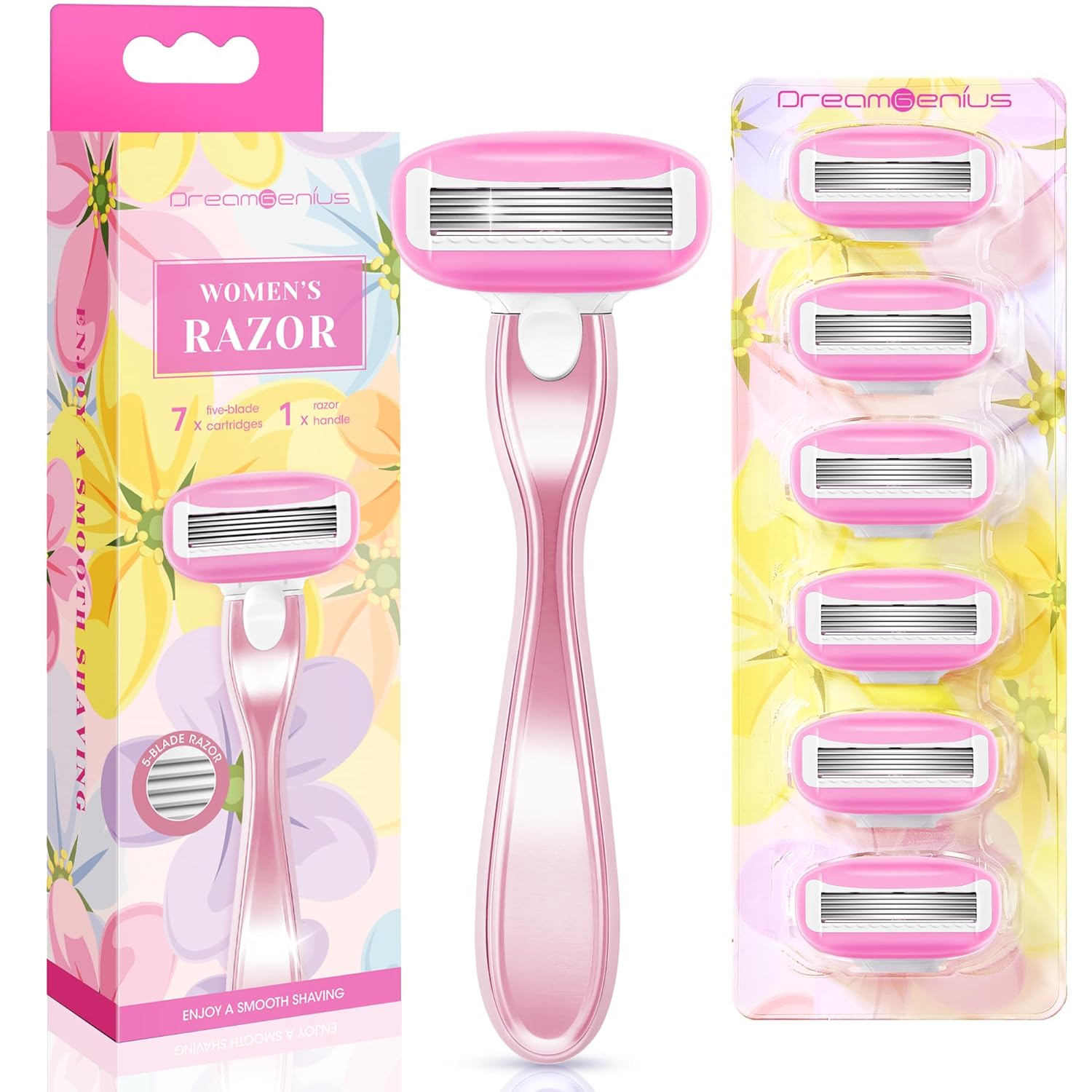 Amazon.com: Razors for Women Include 1 Non-Slip Metal Handles and 7 ...
