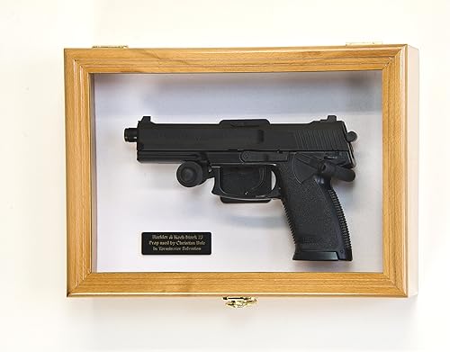 Miniatura 10 de Soporte de pistola de madera maciza para montaje en pared, soporte de pistola de gabinete de madera maciza Oak Finish,Cherry Finish,Acabado