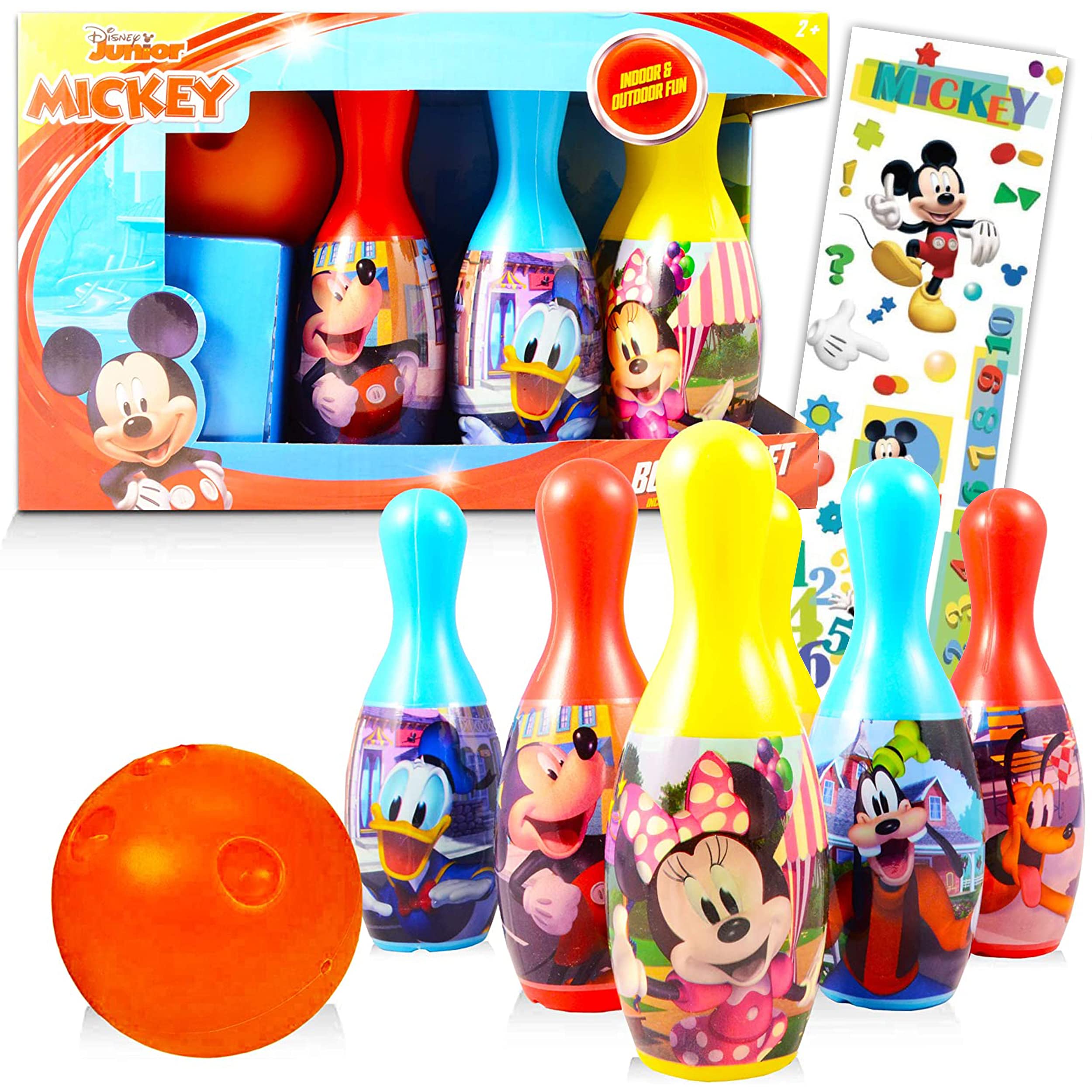 Mickey Mouse Toys and Games Bundle Mickey Playset - Mickey Mouse Bowling Set Mickey Games for Toddlers Kids (Mickey Mouse Merchandise)