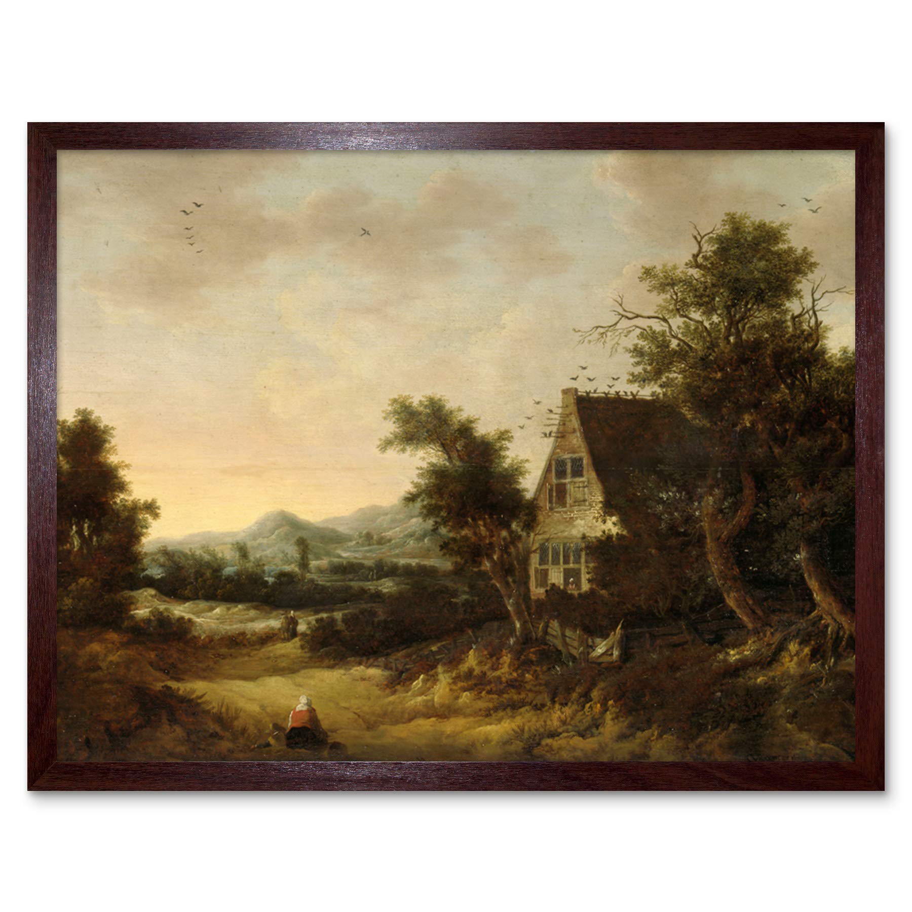 Artery8 Van Zwieten Hilly Landscape Cottage Peasant Painting Art Print Framed Poster Wall Decor 12x16 inch