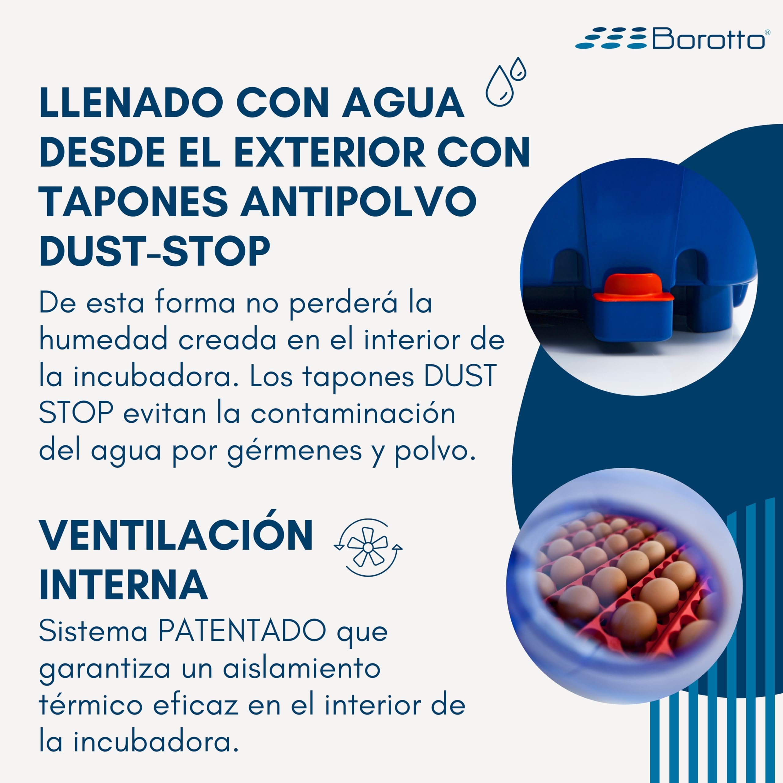 Borotto Real 49 Plus | Incubadora de Huevos Automática Profesional para 49 Huevos o 196 Pequeños con Volteador Huevos Automático, Control Temperatura y Sistema Antibacteriano Biomaster®| Made in Italy