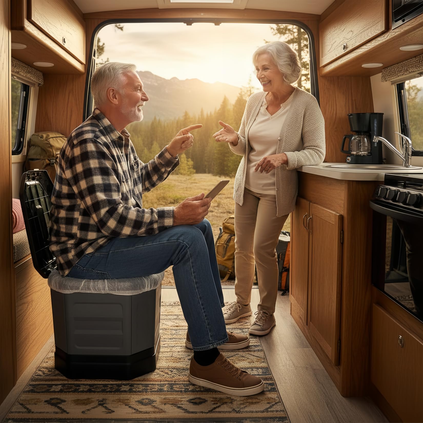 Tragbare Camping-Toilette, zusammenklappbare Reise-Toilette mit Deckel für Erwachsene und Kinder, kompaktes tragbares Töpfchen für Camping, Wandern, Autoreisen, Wohnmobil, LKW, Bootfahren