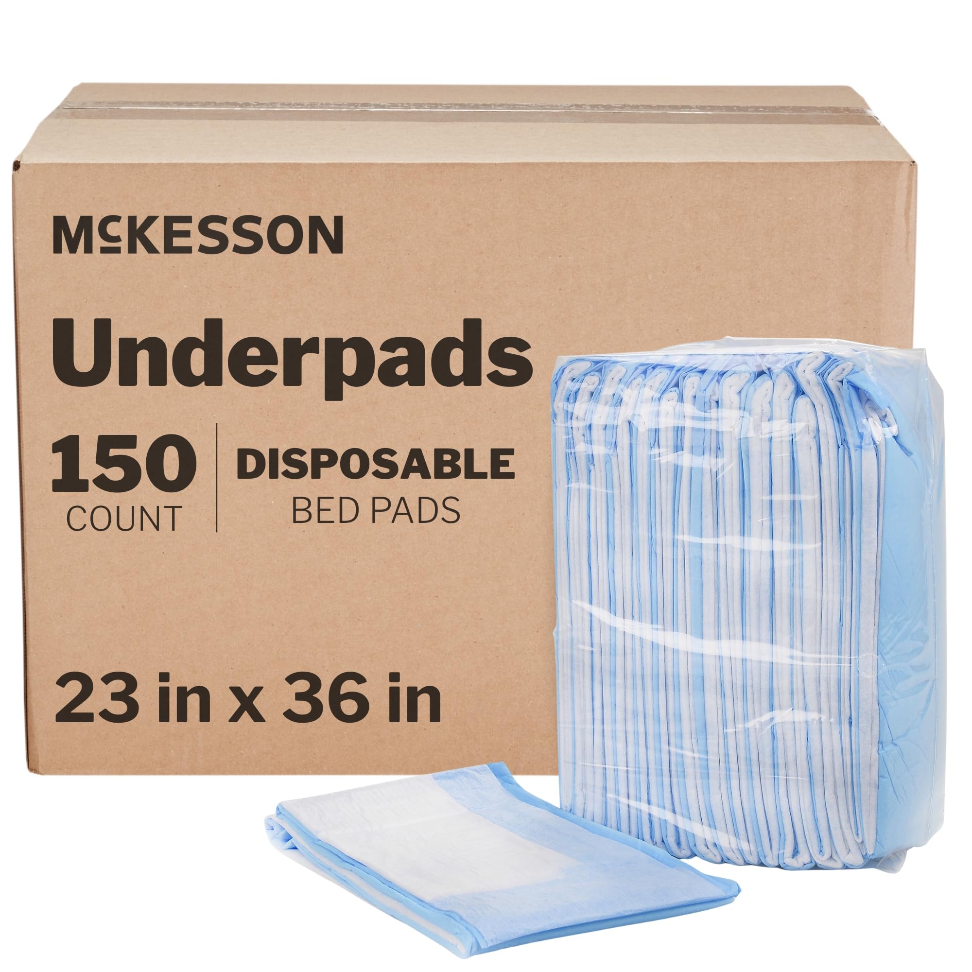 Underpads Disposable Bed Pads 23" x 36" [150 Count], Light Absorbency, Fluff Incontinence Chux Pads for Adults, Elderly, and Baby, Pee Pads
