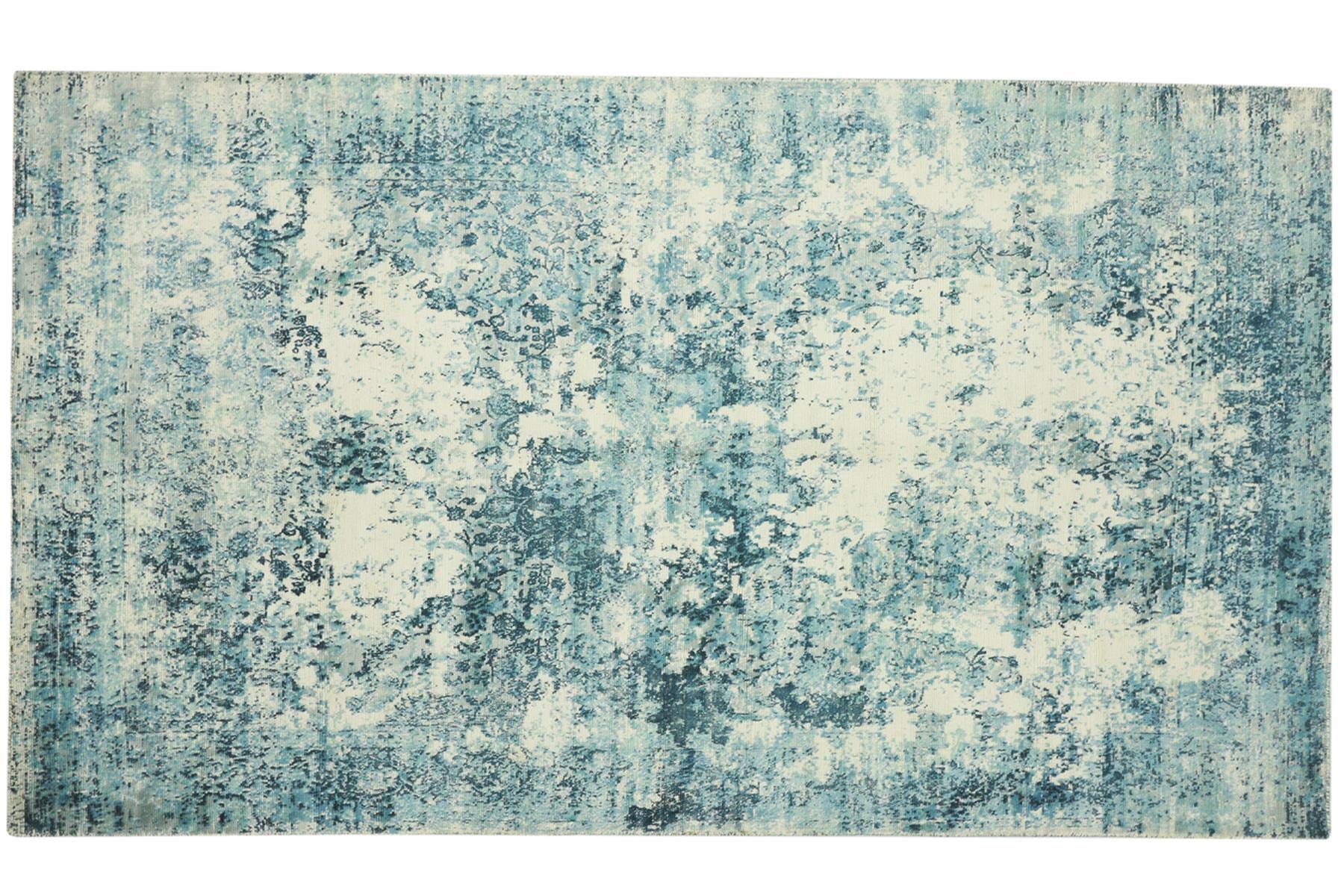 Tapis bleu abstrait 150x230 cm : la solution vintage pour sols froids