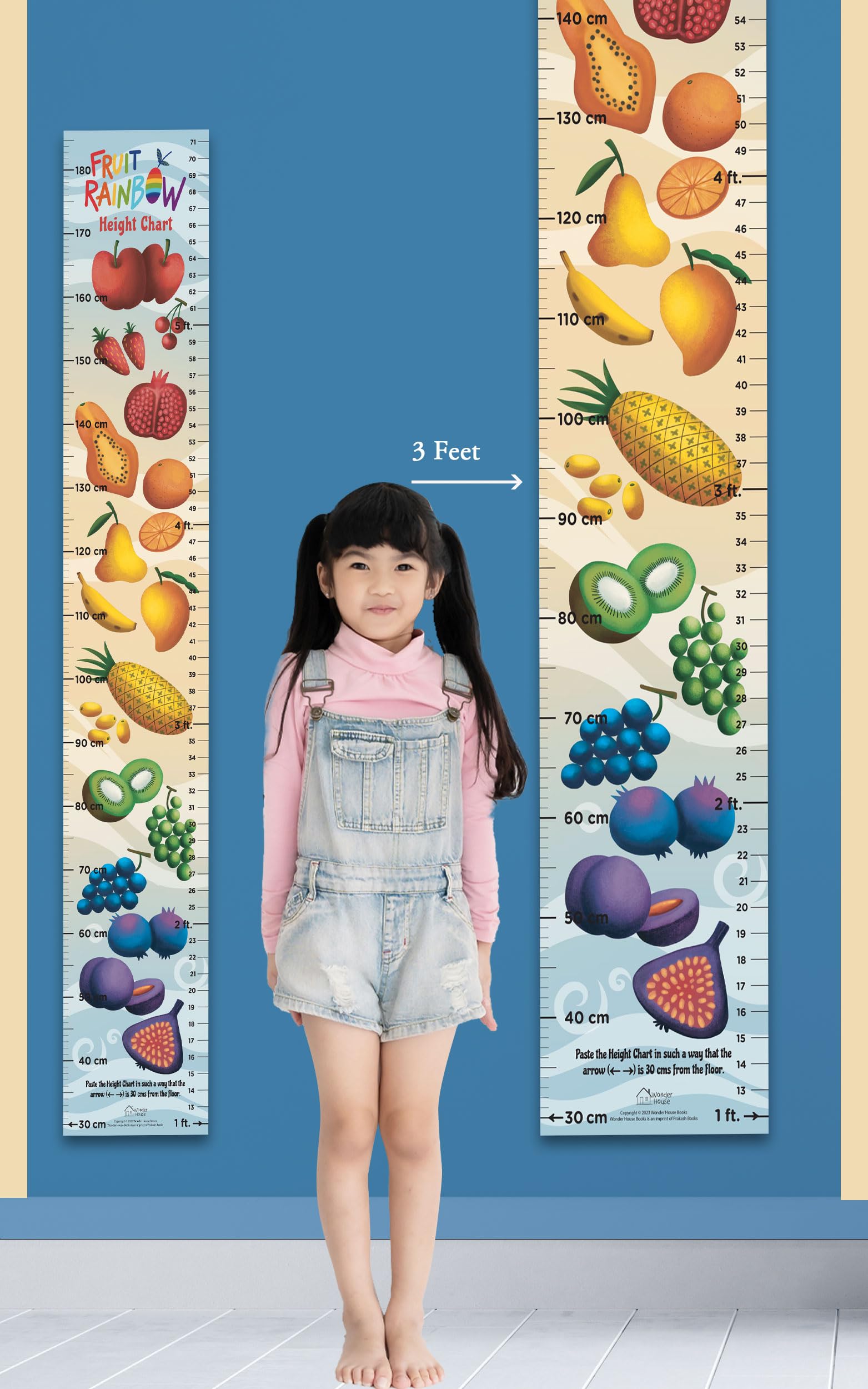 Fruit Rainbow Height Chart ( Kids' Height Chart | Height Measuring Scale Sticker | Height Chart Wall Sticker for Children | Nursery Decoration) 3