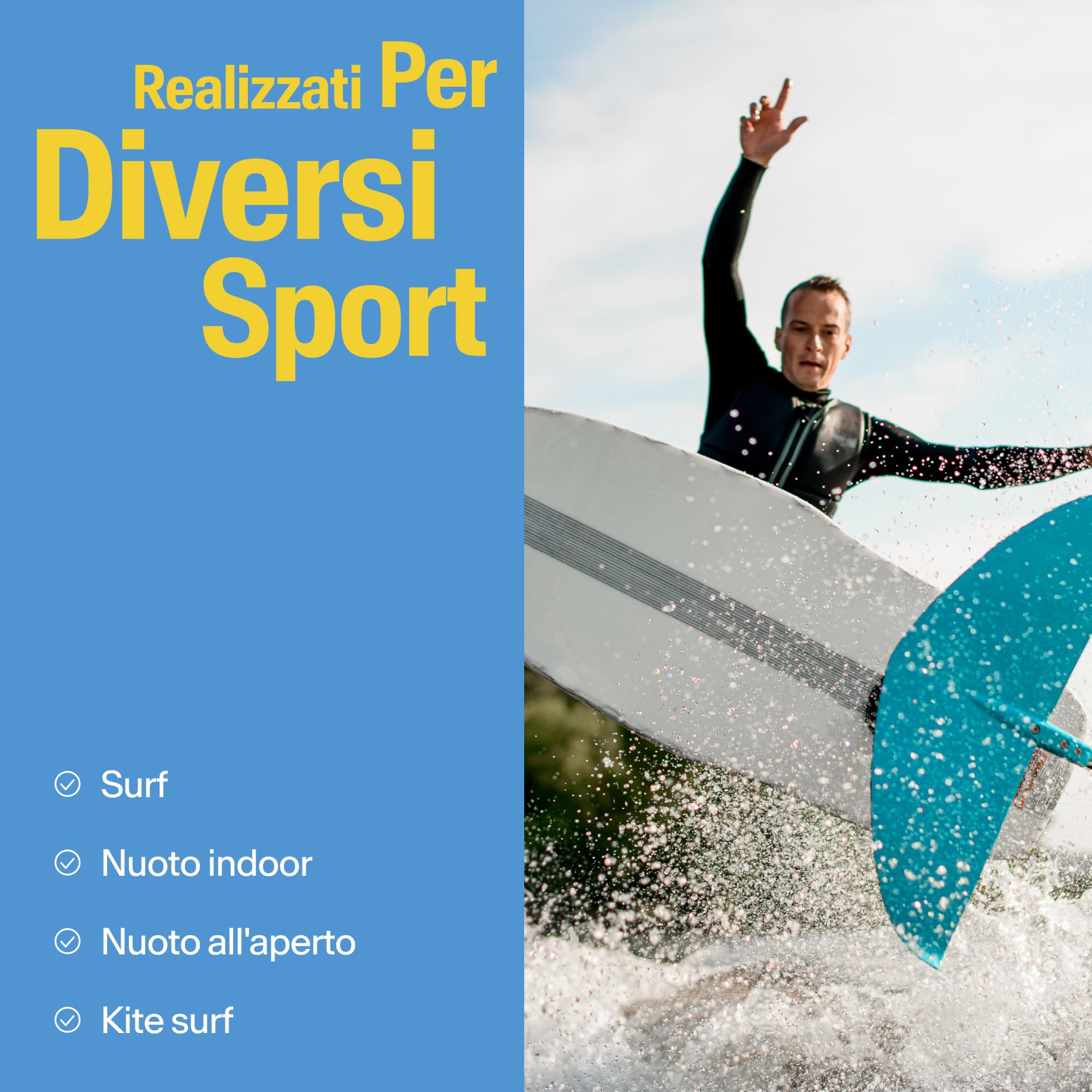 Alpine WaterSafe Pro - Inserti auricolari per adulti per surf e nuoto - Impermeabili - Comodi - Restano in posizione - Per sport acquatici - Riutilizzabili - Taglie M e L - 1 paio