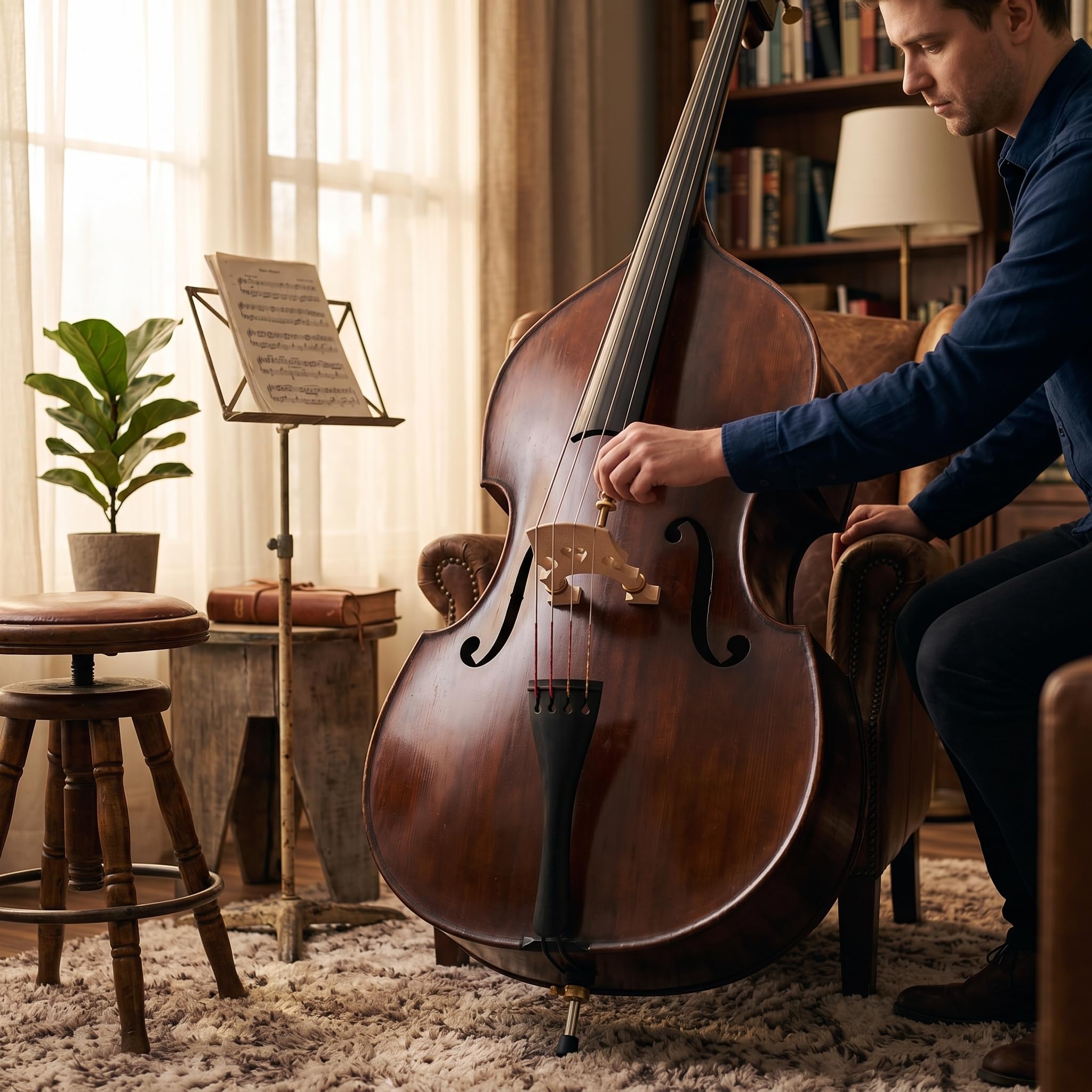 Ponte per Contrabbasso, Migliora le Prestazioni con Vite in Ottone Regolabile Ponte Contrabbasso in Legno di Acero, for Musicisti Professionisti e Studenti di Basso Elettrico in St