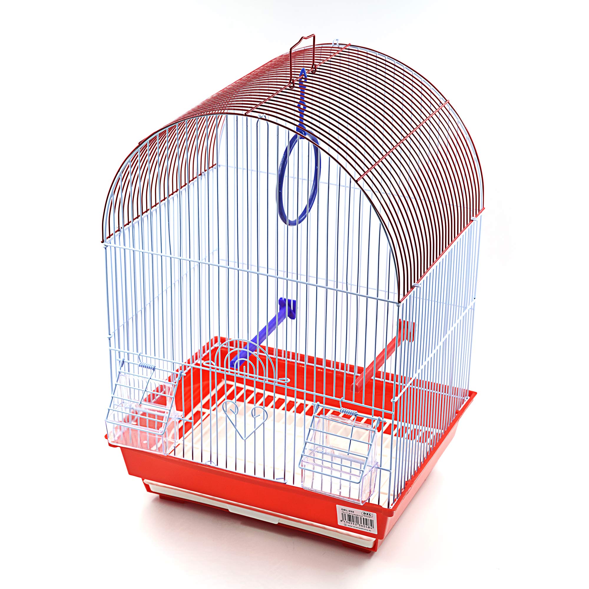 Jaula para pájaros con comederos, Palos y Columpios Jaulas pájaros casa Ave 34.5X28X49.5CM (Rojo)