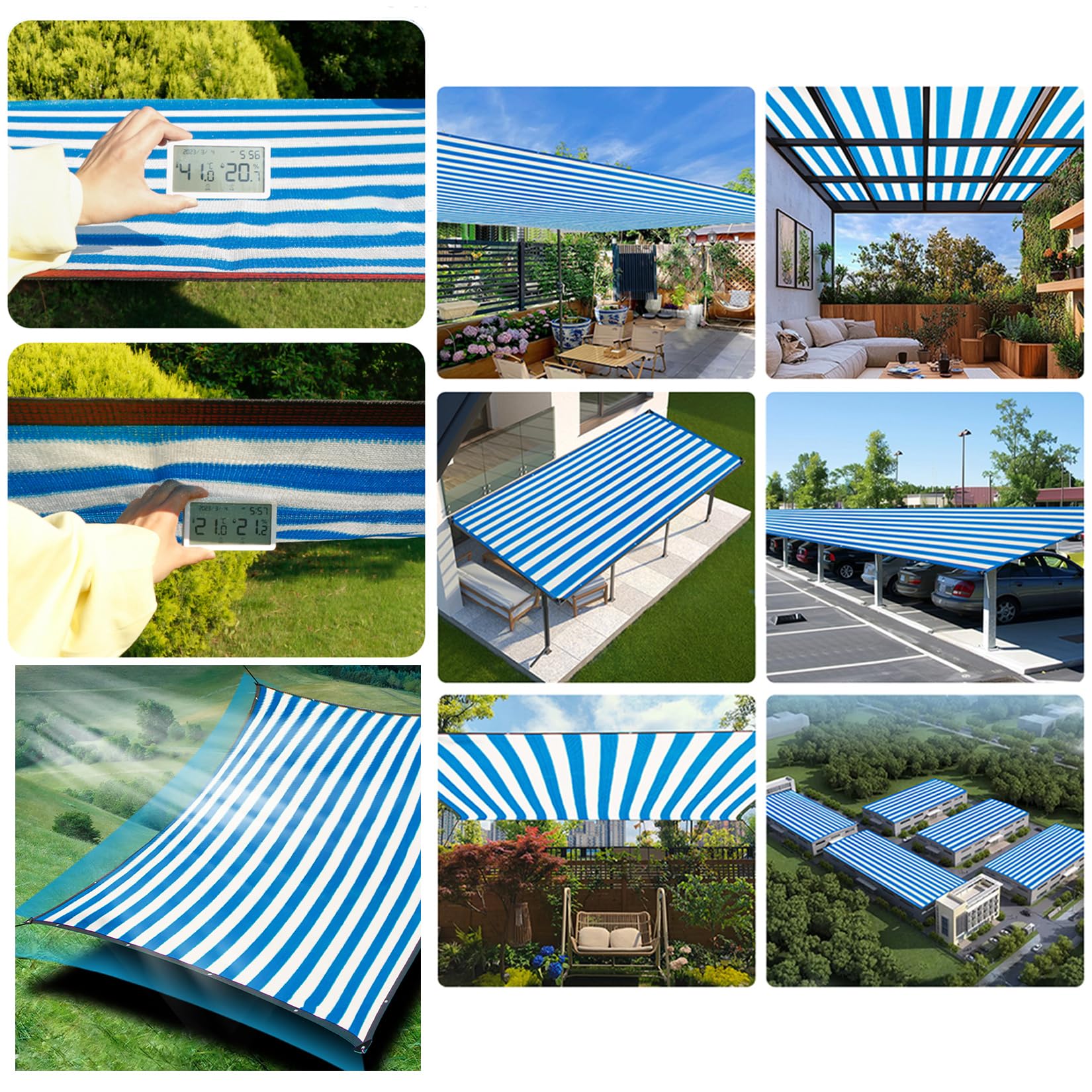Malla de sombra resistente a los rayos UV con ojales, 1 x 9 m, malla para invernadero, patio y terraza, protección solar para espacios al aire libre