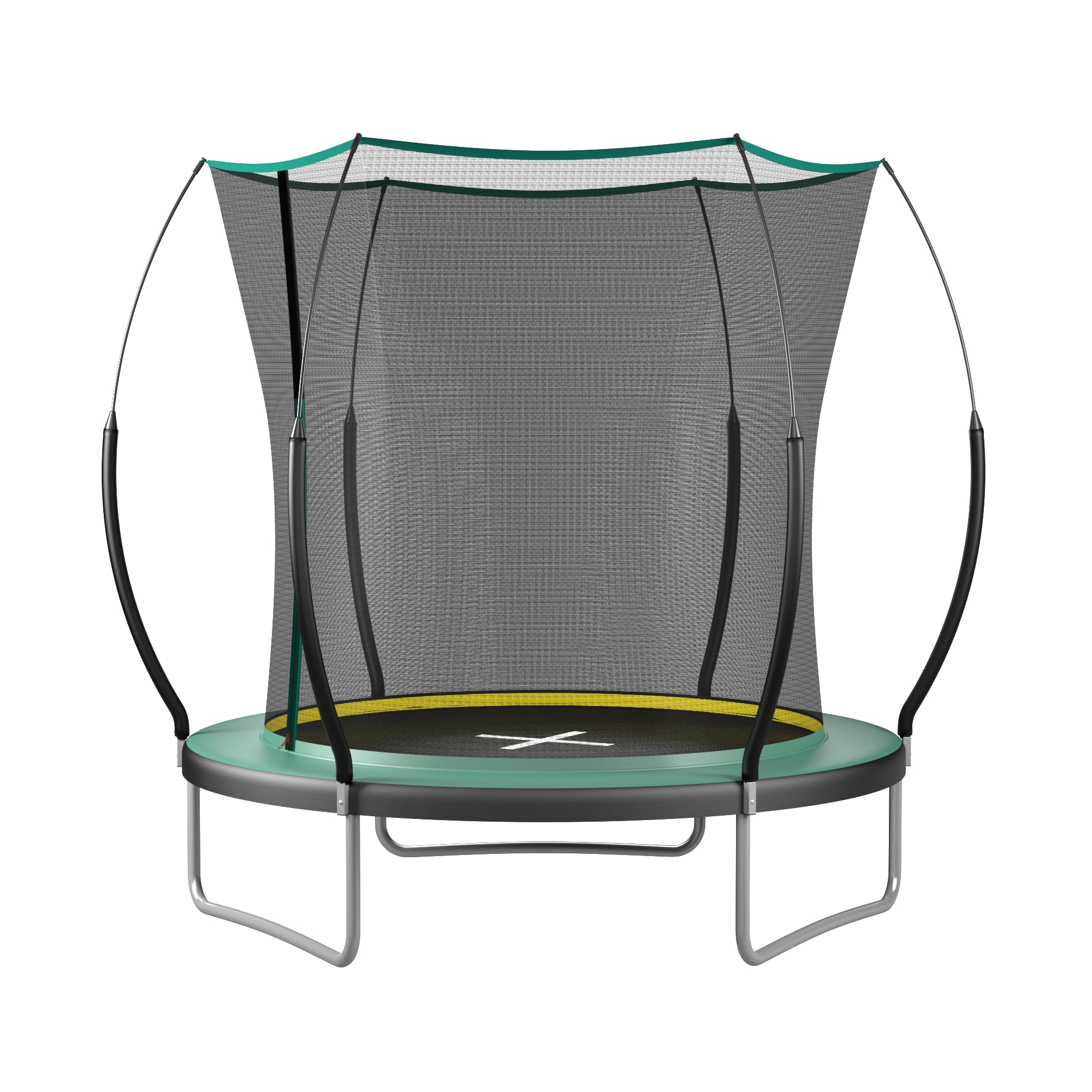 Trampolina ogrodowa bez sprężyn, 183 cm, z siatką zabezpieczającą, z opatentowaną technologią włókna szklanego, bezszwowy zamek błyskawiczny, nierdzewna i stabilna – trampolina outdoorowa do ogrodu