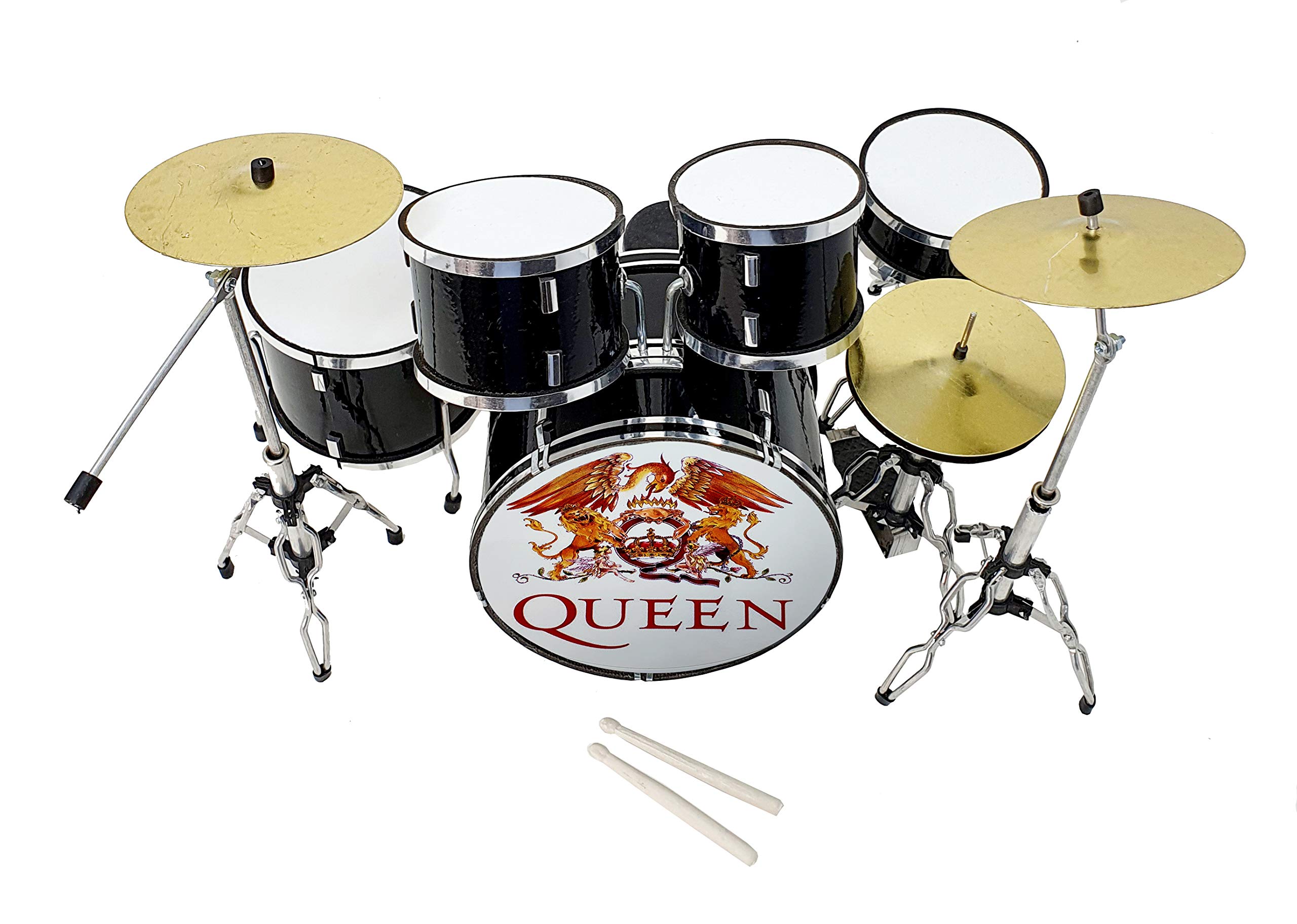 MINIATURA BATERÍA ACUSTICA NEGRO BRILLO MDR-0022 THE QUEEN REGALO MUSICAL ROCKMUSIC