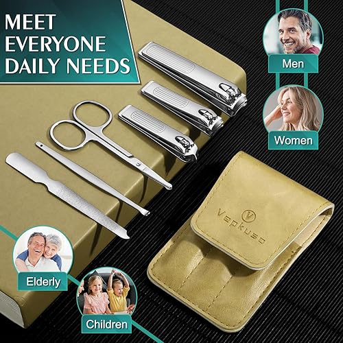 Miniatura 2 de Vepkuso - Juego de cortaúñas para hombres, juego de manicura profesional para cortar uñas de los pies y cortar uñas para mujeres, personas mayores y