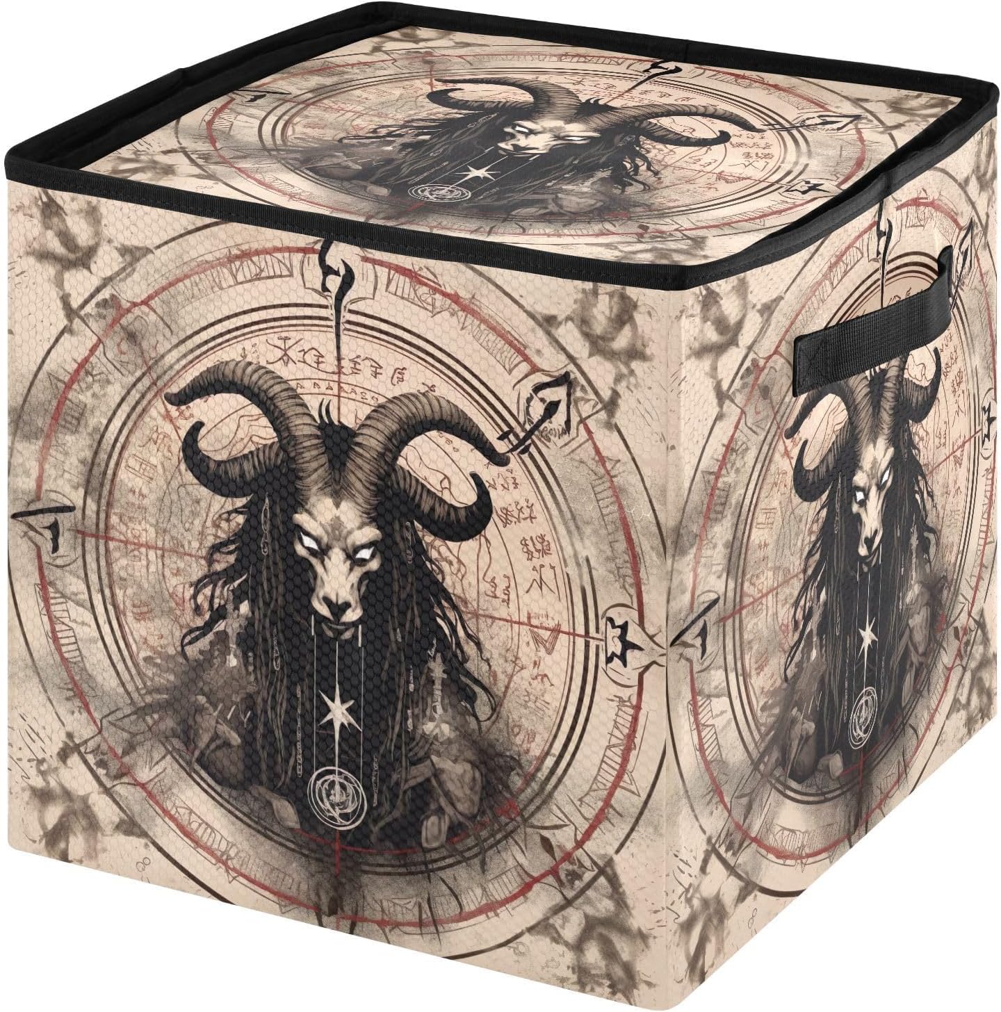 Satanic Circle 13 Inch Christmas Ornament Storage Box with Lid - Holiday Decor Storage Containers, Stores 64 Ornaments, 3 Inch Cube Compartments