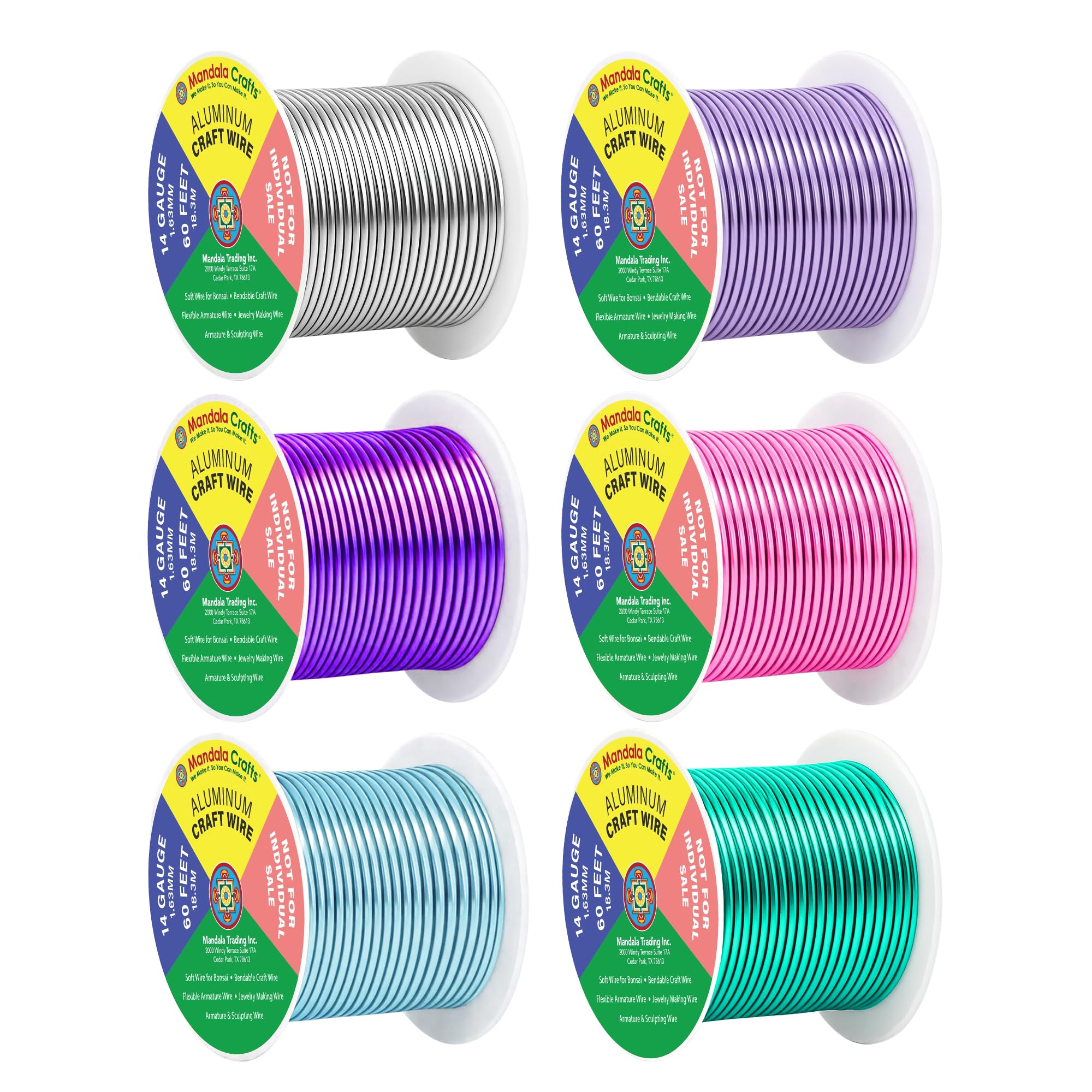 Mandala Crafts 14 GA Turquoise Pink Assorted Anodized Aluminum Craft Wire