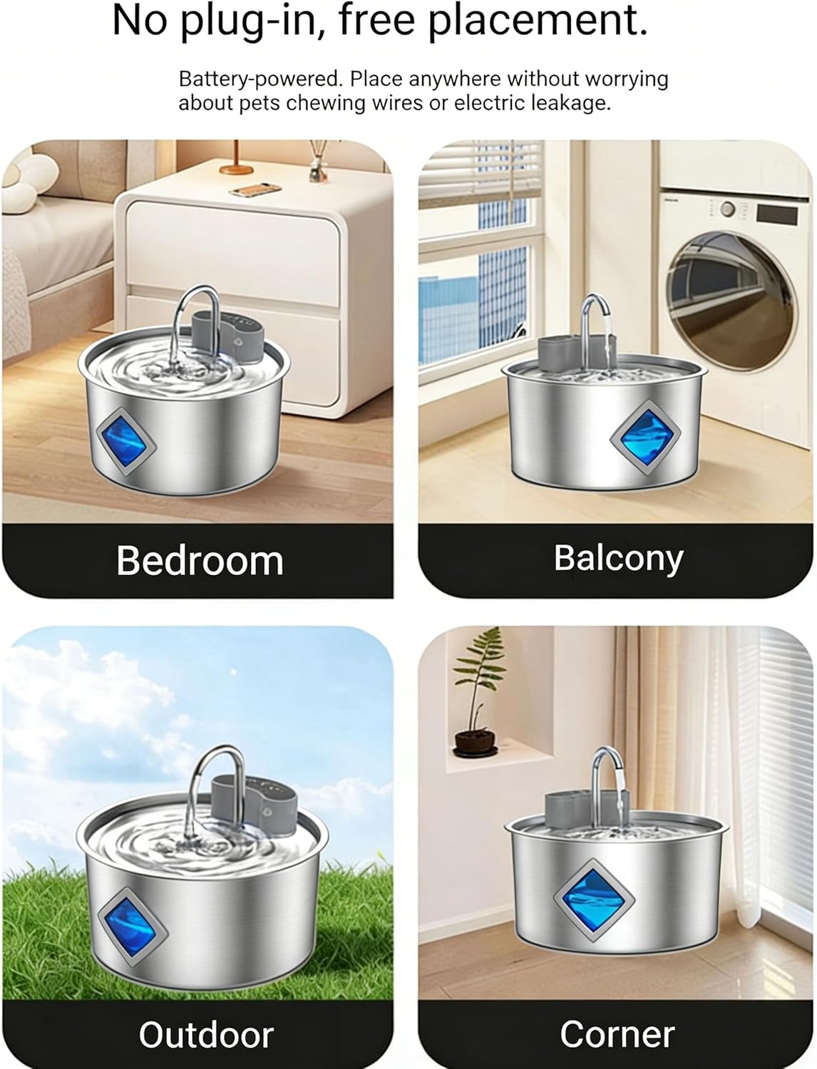 Vetiflow-Vetiflow Dog Water Bowl Filtered, 2026 New Wireless, Vetiflow Dog Bowl with Automatic Water Dispensing (Via Sensor), Quiet Pump, Fresh Drinking Fountain for Dogs Cats (+2+2 Filter)