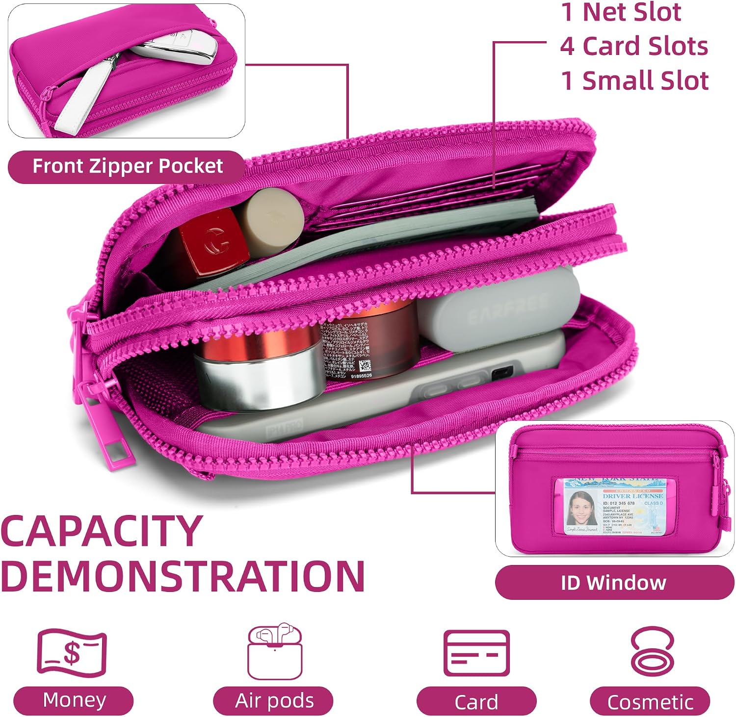 FODOKO Wristlet wallets for Women RFID crossbody bags with 4 Zippers image 4