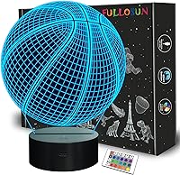 FULLOSUN Basketball 3D Illusion Night Light - Remote Control 16 Colors Changing Lamp for Kids Bedroom, Sports Fan Gifts & Room Decor