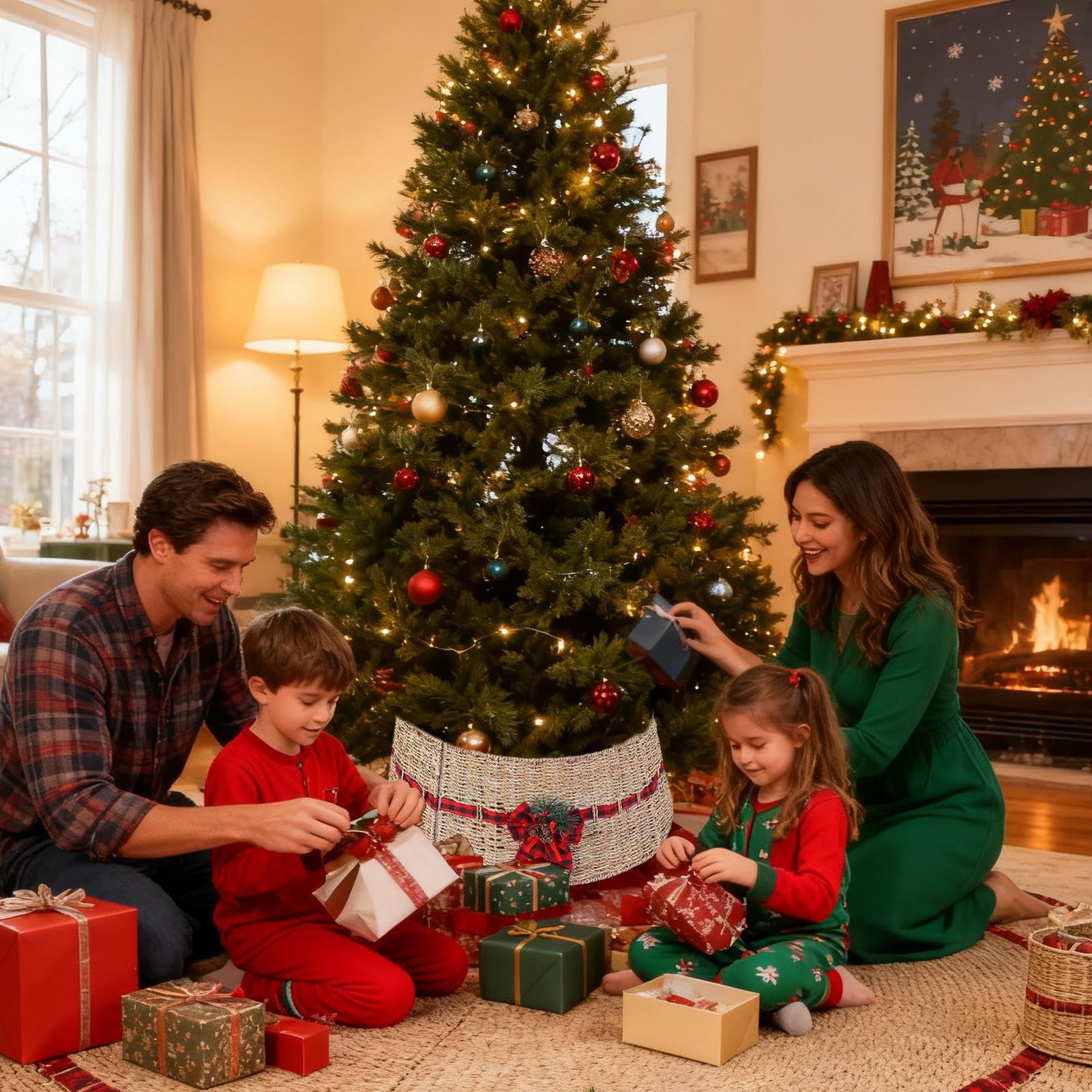 Copribase per Alberi Artificiali 61 cm Decorazione Rustica in per Feste