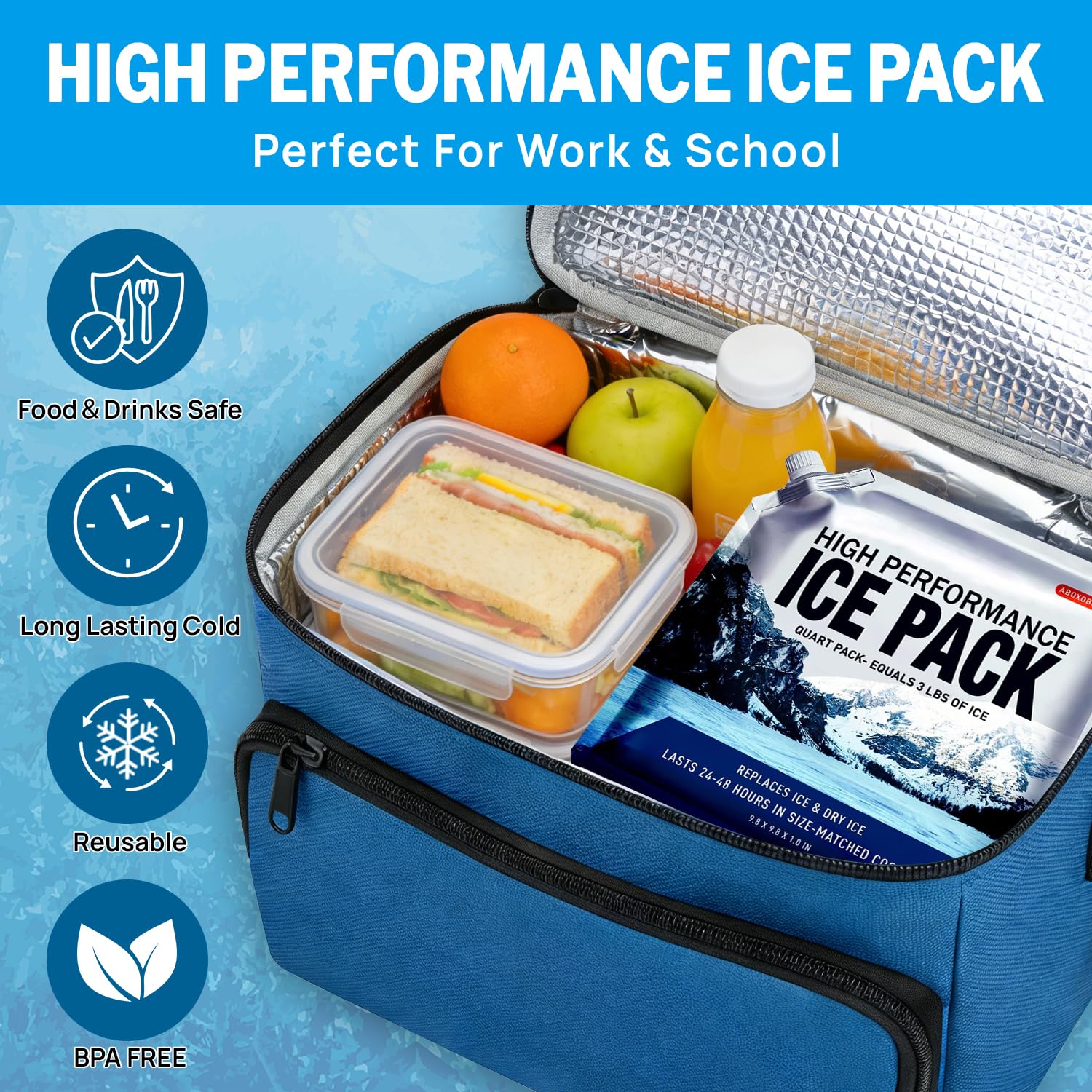 Paquetes de hielo reutilizables para enfriadores, paquetes de gel de larga duración para bolsas refrigeradoras, lonchera, bolsa refrigeradora, mantiene la comida fría fresca (juego pequeño