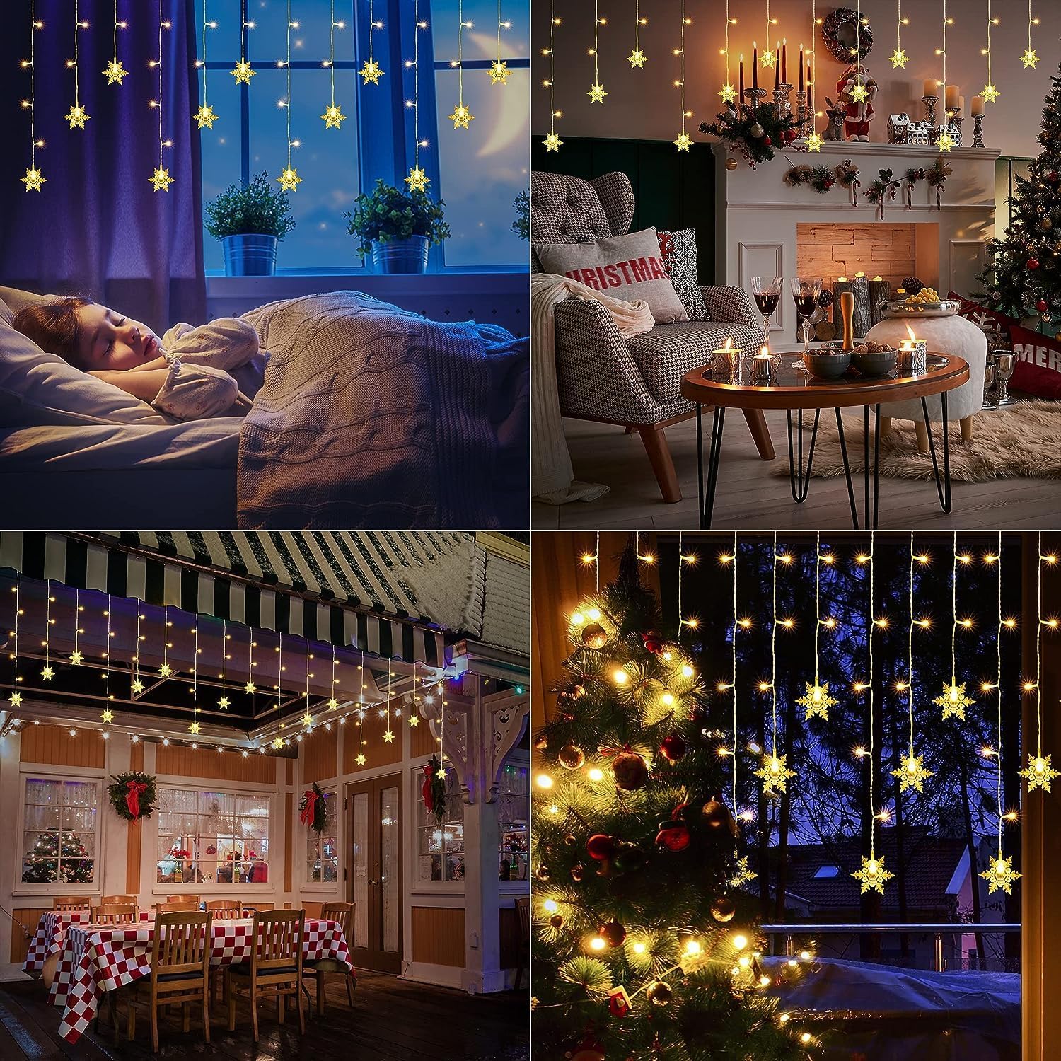 SMITHROAD Rideau Lumineux LED Flocon De Neige Pour Fete De