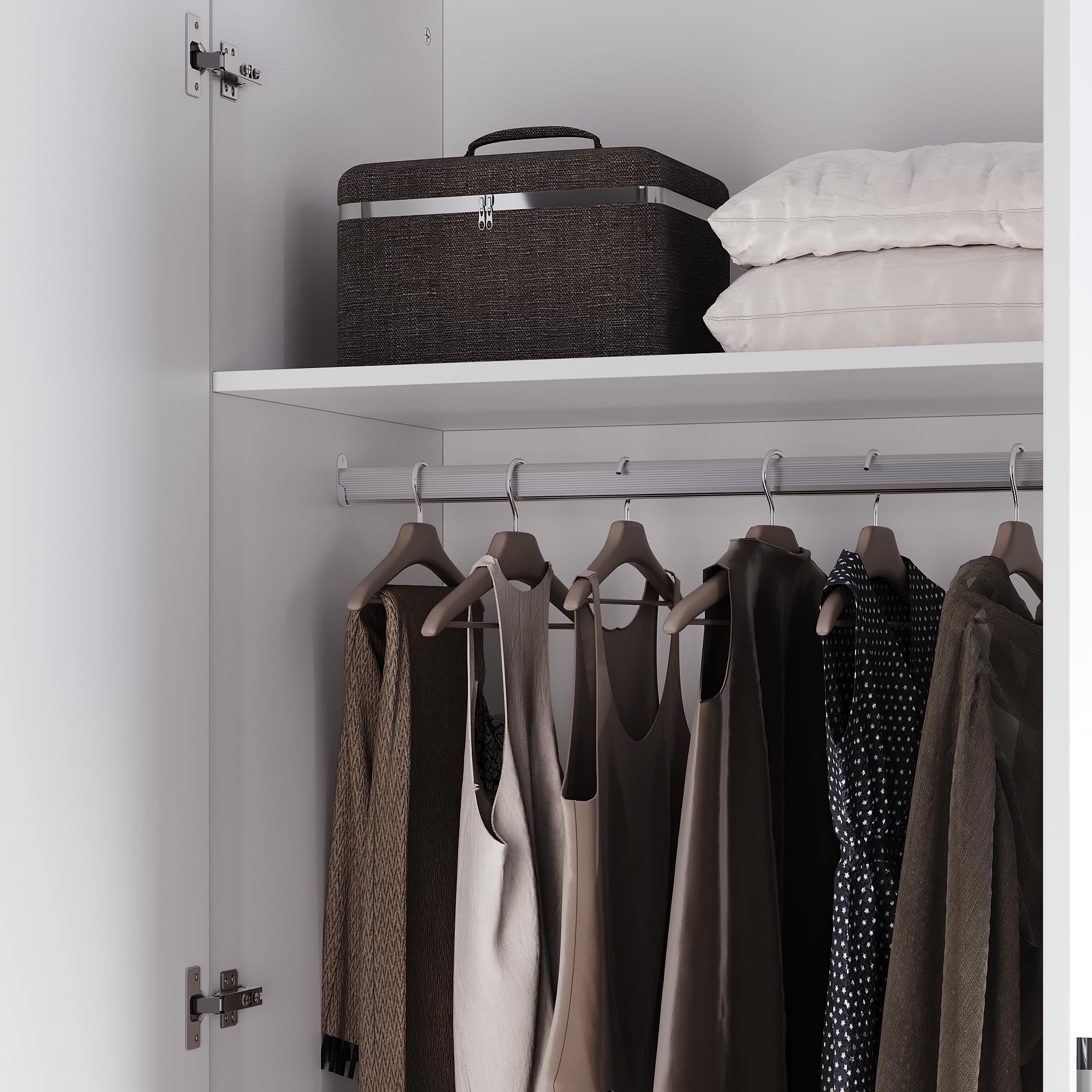 SONNI Kleiderschrank mit Spiegeltür Weiß, Vielseitiger Drehtürenschrank 2-türig für Ihr Schlafzimmer, 76cm(B) x47cm(T) x180cm(H).