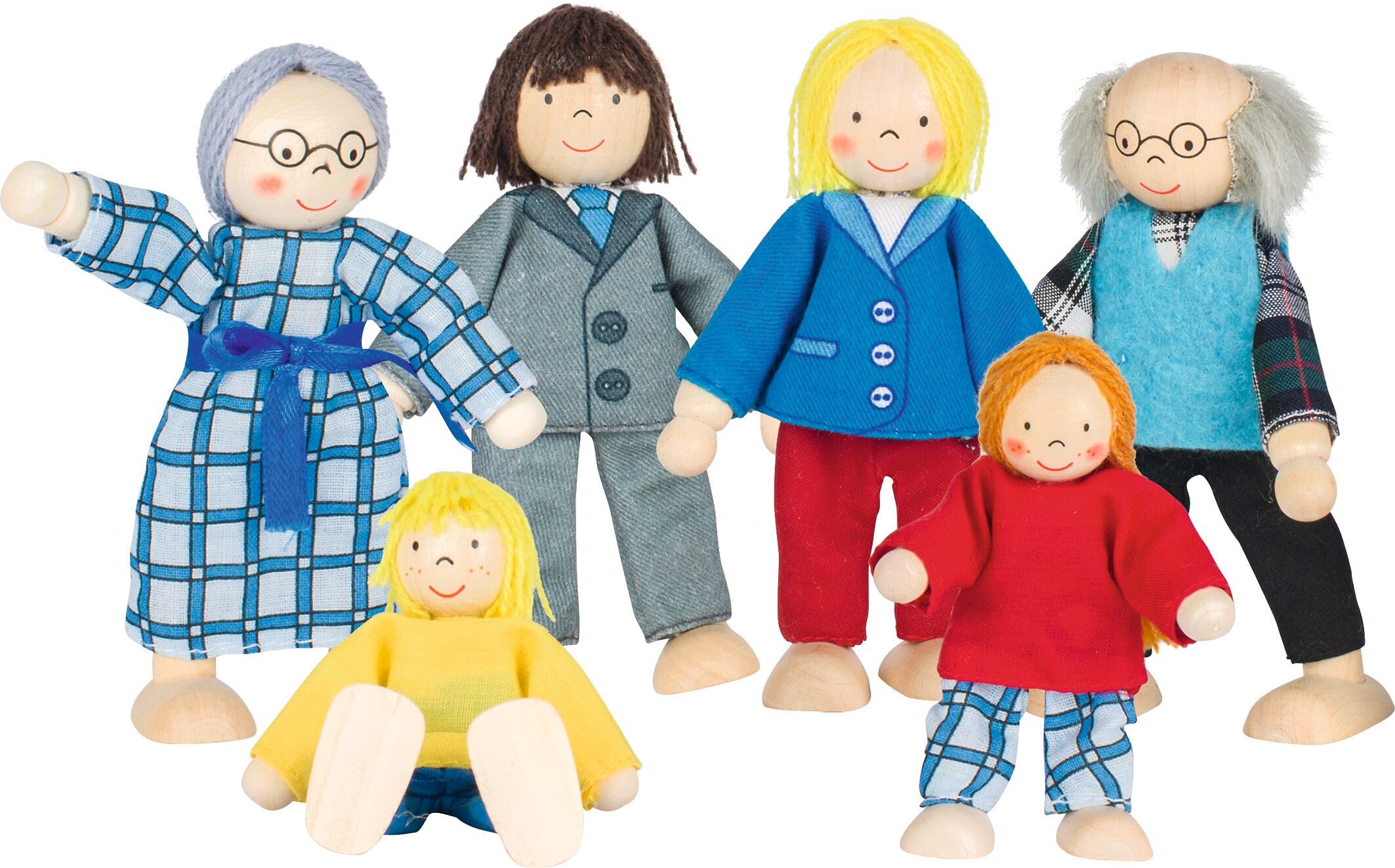 goki 6647 - Puppenhaus Set Lifestyle XL, 72 Teile aus Holz & Textil, Möbelset mit Zubehör, Biegepuppenfamilie, Küche, Badezimmer, Schlafzimmer, Wohnzimmer, 65 x 35 x 88cm, ab 3 Jahre