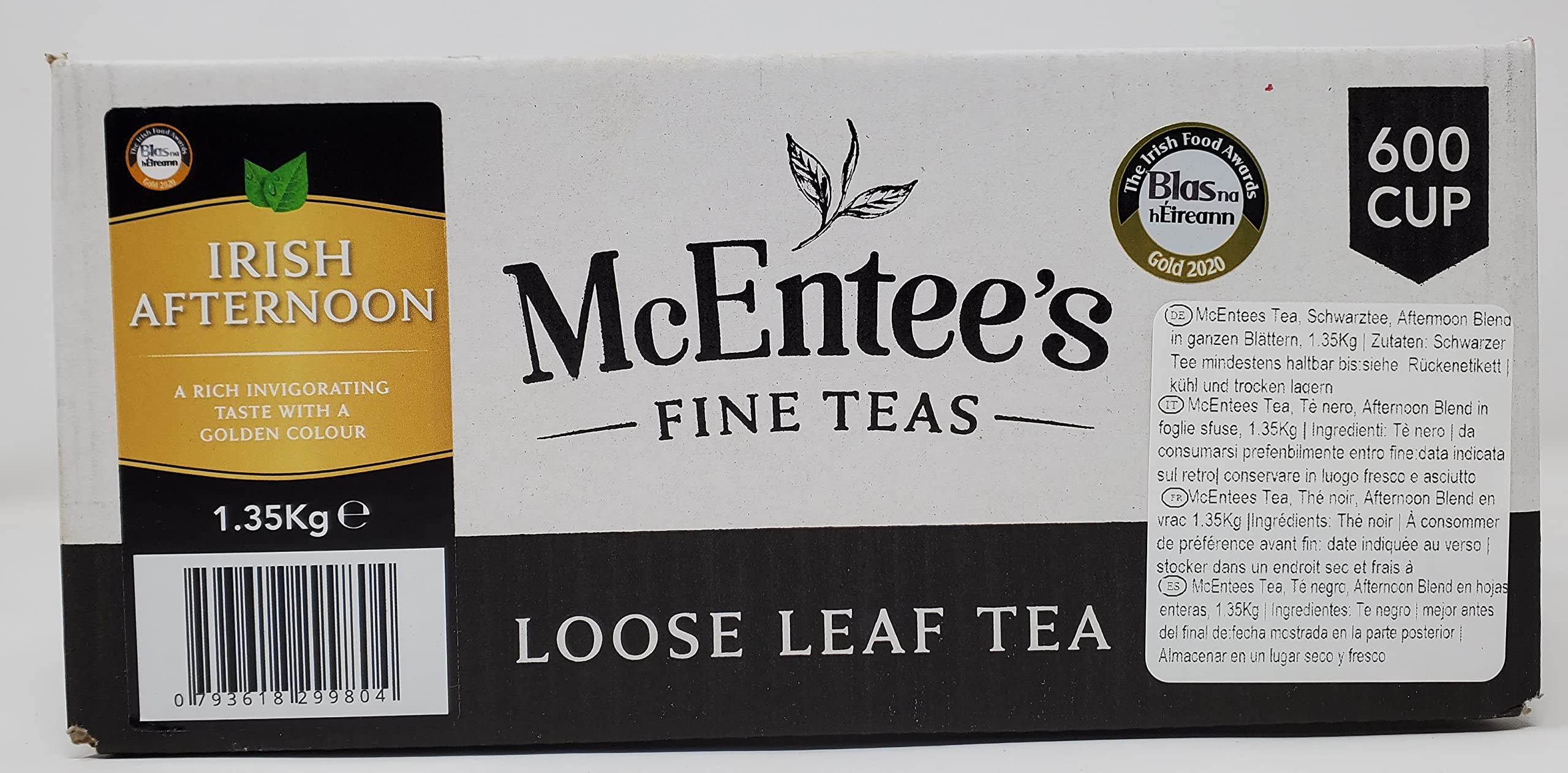 McEntee's Irish Afternoon Loose Tea - Catering 1.35Kg - 600 Cup – BLENDED IN IRELAND, CITRUSY, BRISK & FUL BODIED. A Traditional Irish Blend of Ceylon, Assam and Kenyan Loose Tea’s.