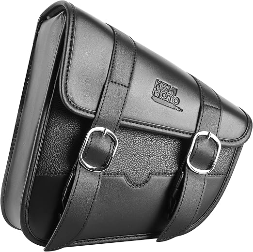 KEMIMOTO Motorcycle Swingarm Bag, Left Side Solo Bags Swing Arm Bags with Synthetic Leather for Softail Models Dyna Low Rider Fat Bob