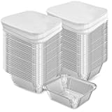 iHomeSet 100 Pack 1 lb Disposable Aluminum Foil Pans Meal Prep Take Out Food Containers with Paper Lids for Catering, Baking, Roasting Food, Freezer Safe