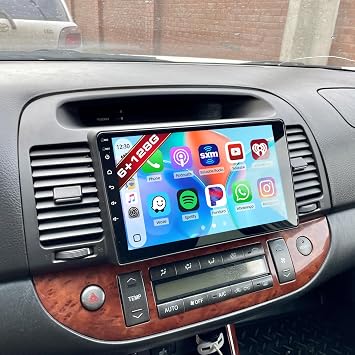 [8 Cores 6+128G] Android 15 Radio for Toyota Camry 2001-2006, 9" 1280 * 720 Touch Screen Car Stereo with Carplay Android Auto/ 32EQ/Bluetooth5.0/5GHz WiFi/GPS Navigation/Mirror Link/Backup Camera