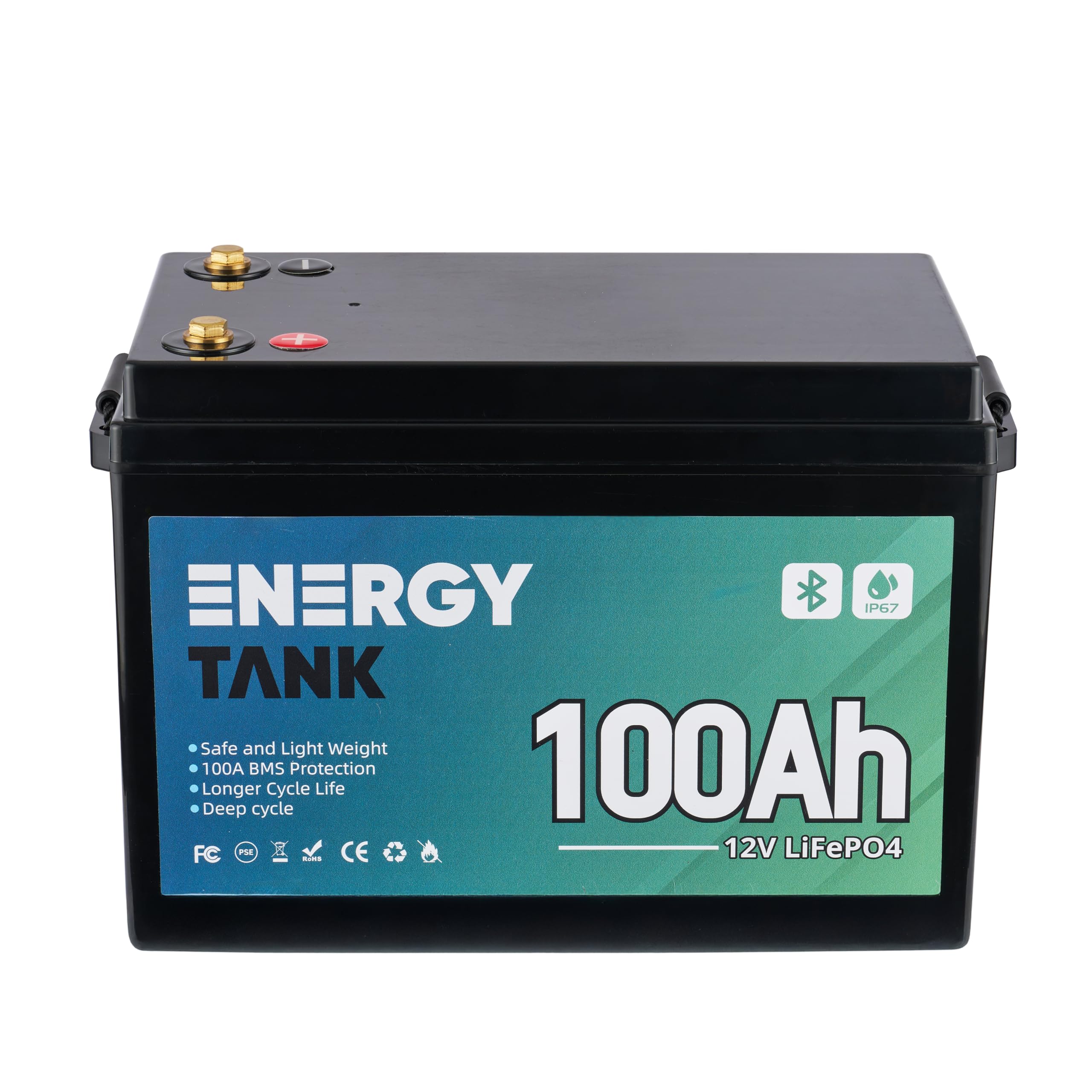 Batterie LiFePO4 12V 100Ah Smart Bluetooth avec BMS intégré IP67