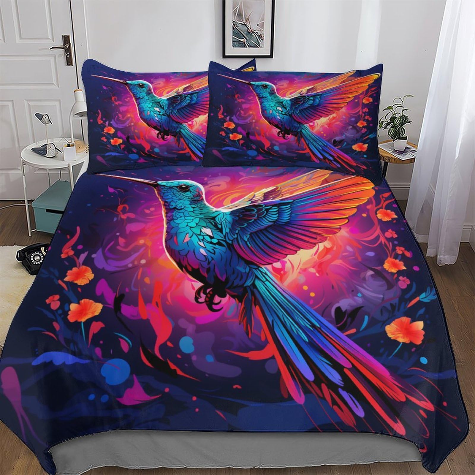 Housse de couette 220x240 de qualité supérieure en coton microfibre doux Hummingoiseau