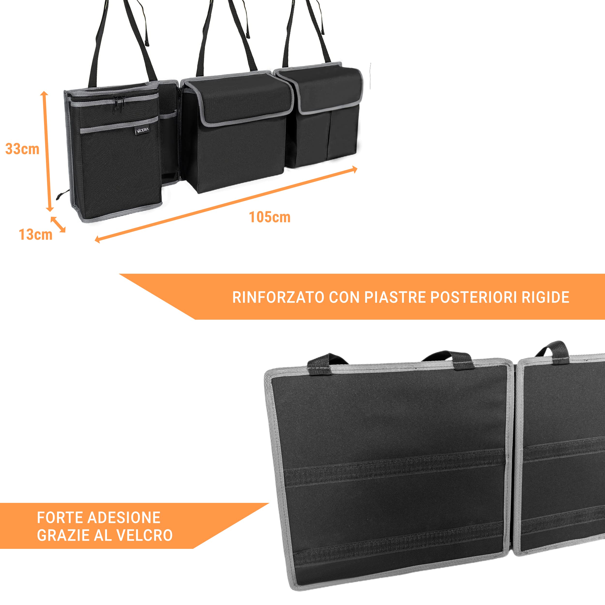 Vicera Organizer per bagagliaio con velcro – Grande borsa per bagagliaio per SUV, station wagon, autobus, furgoni, grandi auto con moduli divisibili e borsa termica integrata Vicera Organizer per bagagliaio con velcro – Grande borsa per bagagliaio per SUV, station wagon, autobus, furgoni, grandi auto con moduli divisibili e borsa termica integrata