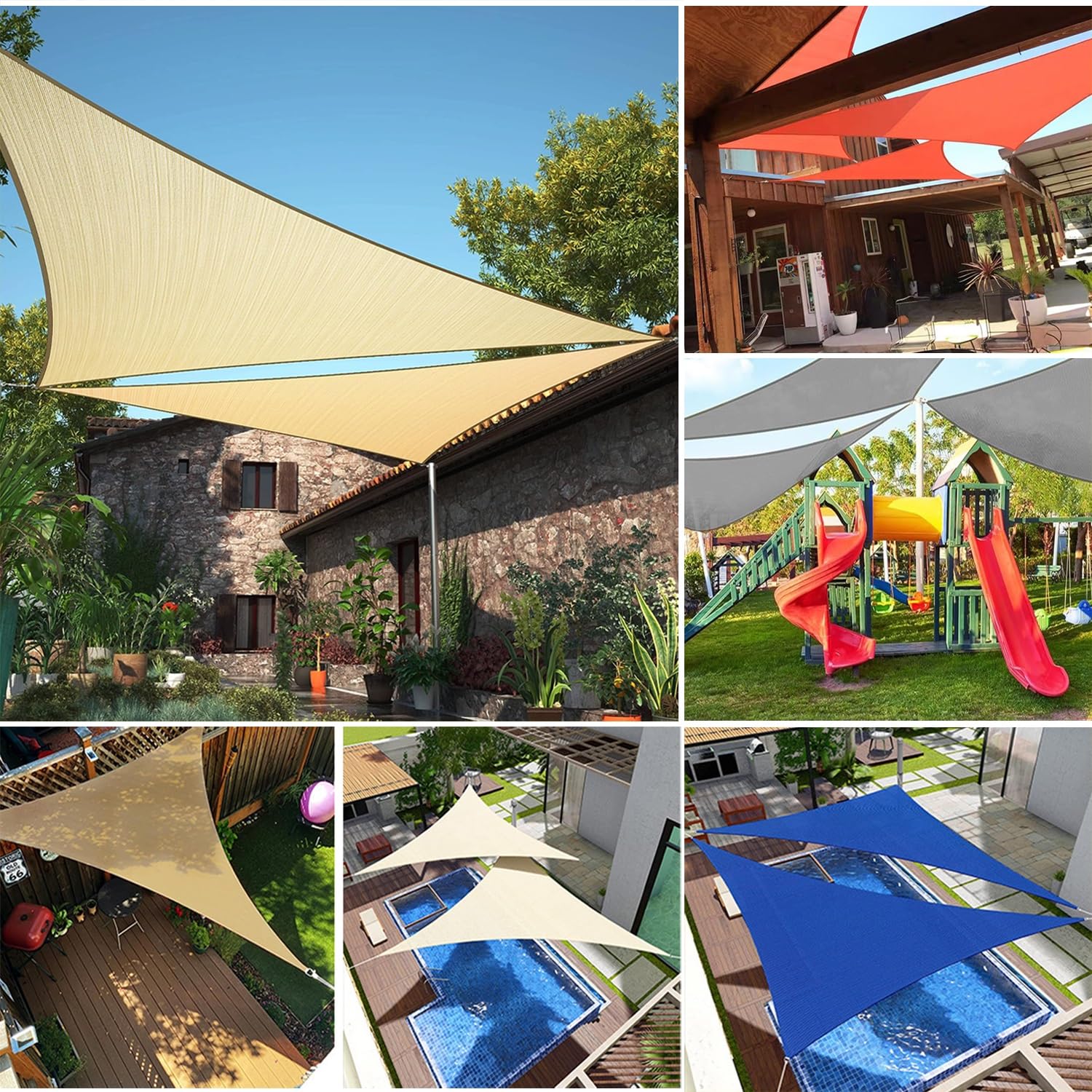 Sonnensegel Dreieckig UPF 50+UV Schutz, 2x2x2m 3x3x4m 4x4x4m 5x5x7m 5x5x5m Outdoor Sonnensegel Luftdurchlässig, Wasserdurchlässig, für Terrasse, Garten, Balkon, Camping(Red,4x4x5.8m)