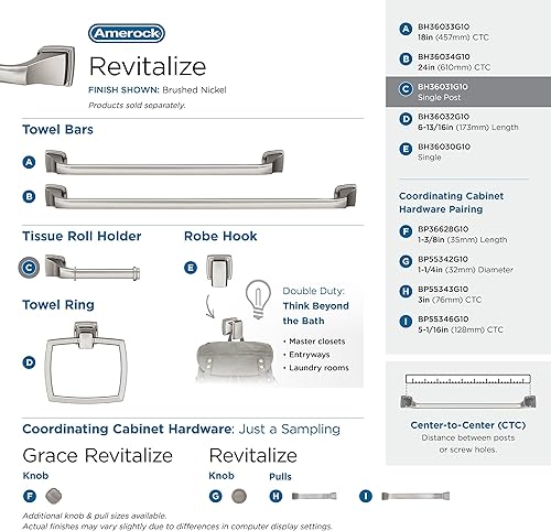 Vista 66 de Amerock BH36034CZ Toallero de bronce champán Toallero de 24 pulgadas (24.016 in) Revitalize Toallero de baño Accesorios de baño