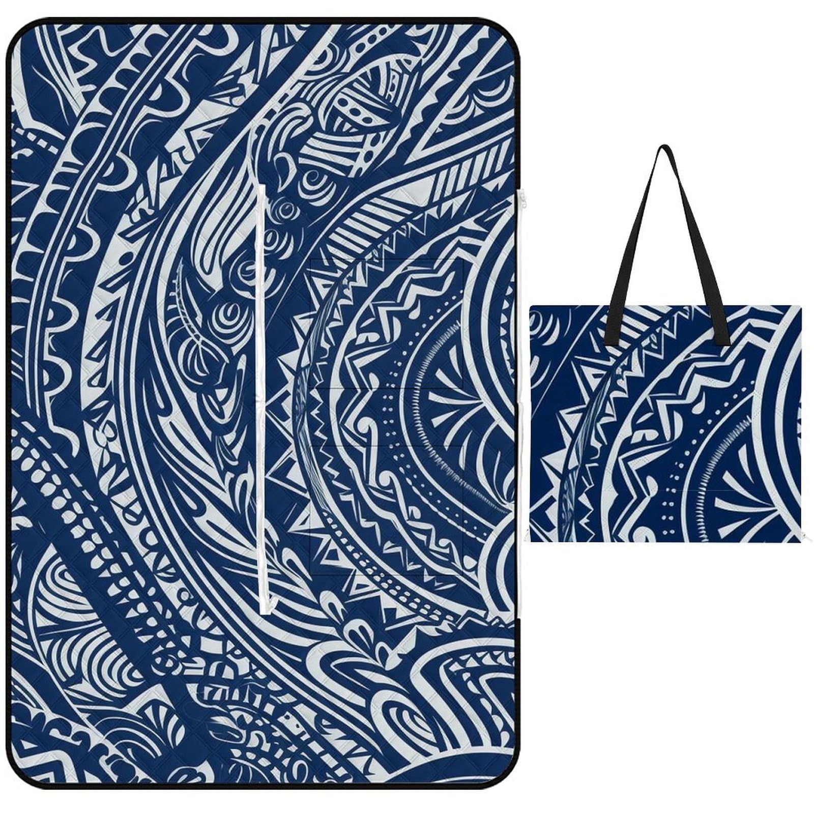 Couverture de pique-nique bleu polynésien grand confort avec zip robuste