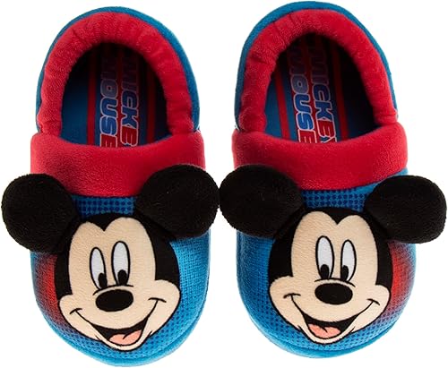 Disney Pantuflas de Mickey Mouse acogedoras y antideslizantes de felpa para niños (niños pequeños)