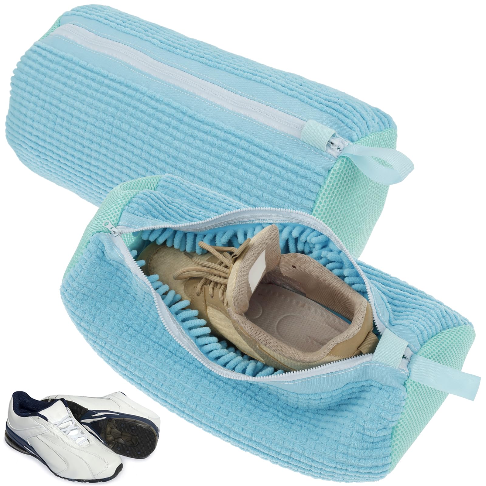 Gatphy 2Pcs Shoe Washing Machine Bag, Shoe Laundry Bag with Zipper Hook, Lightweight Portable Shoes Cleaning Bags, Reusable Shoes Cleaner Bags for Washing Machine Travel Storage (Blue) — image 1